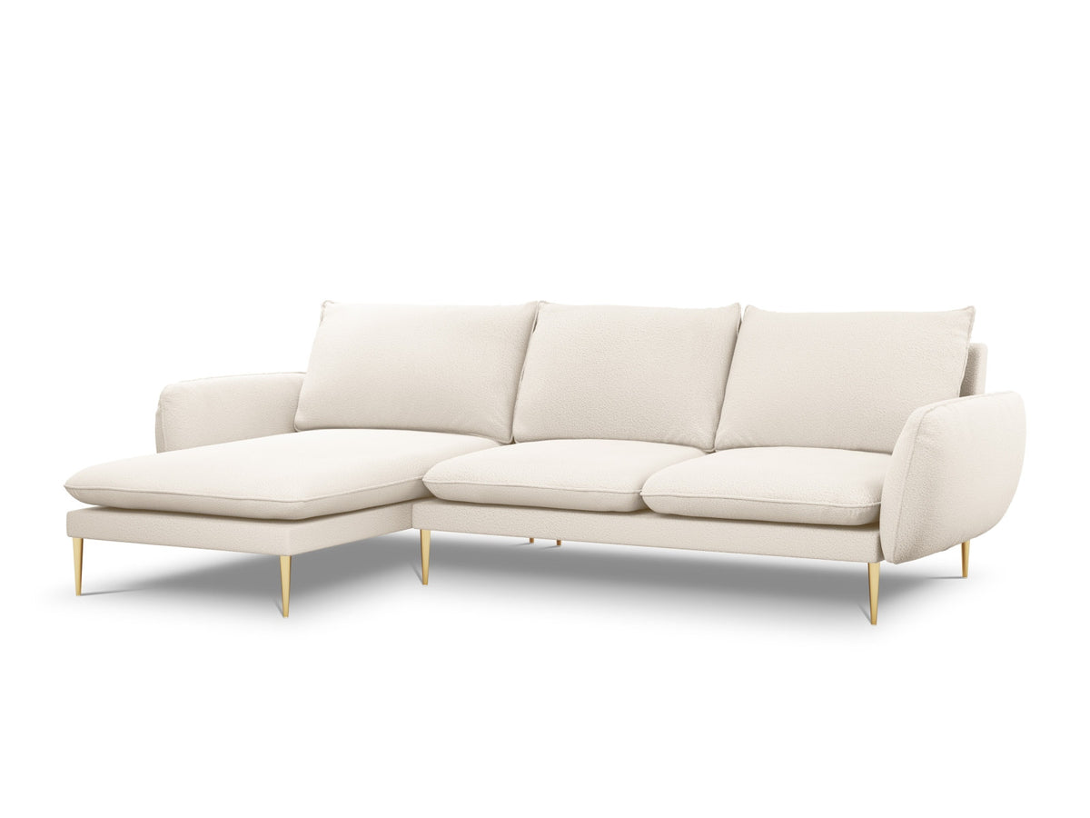 Vienna Boucle Ecksofa links 5 Sitzer 170cm in Beige/Gold-Ascot präsentiert im Onlineshop von KAQTU Design AG. L-Sofa links ist von Cosmopolitan Design