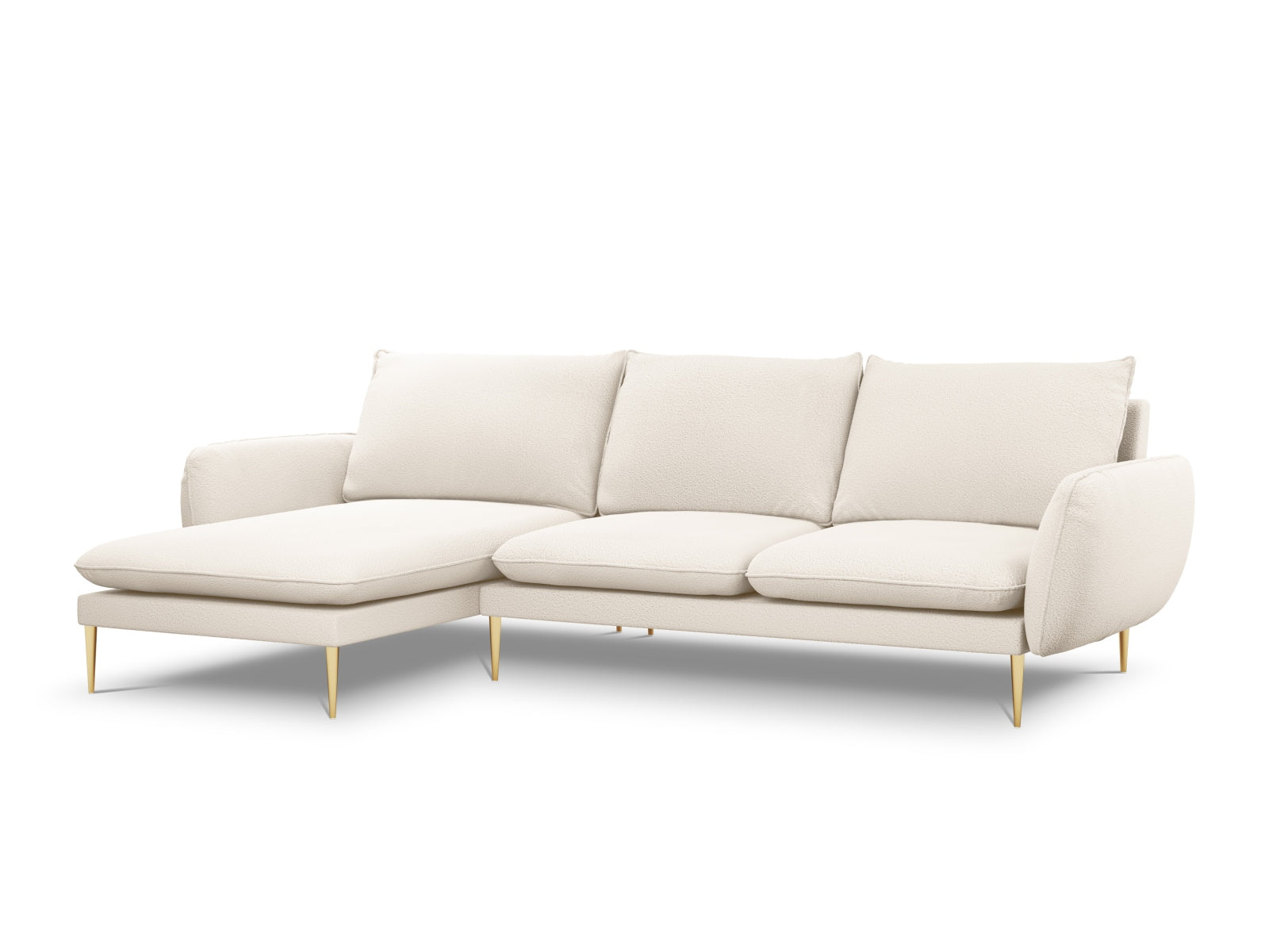 Vienna Boucle Ecksofa links 5 Sitzer 170cm in Beige/Gold präsentiert im Onlineshop von KAQTU Design AG. Ecksofa links ist von Cosmopolitan Design