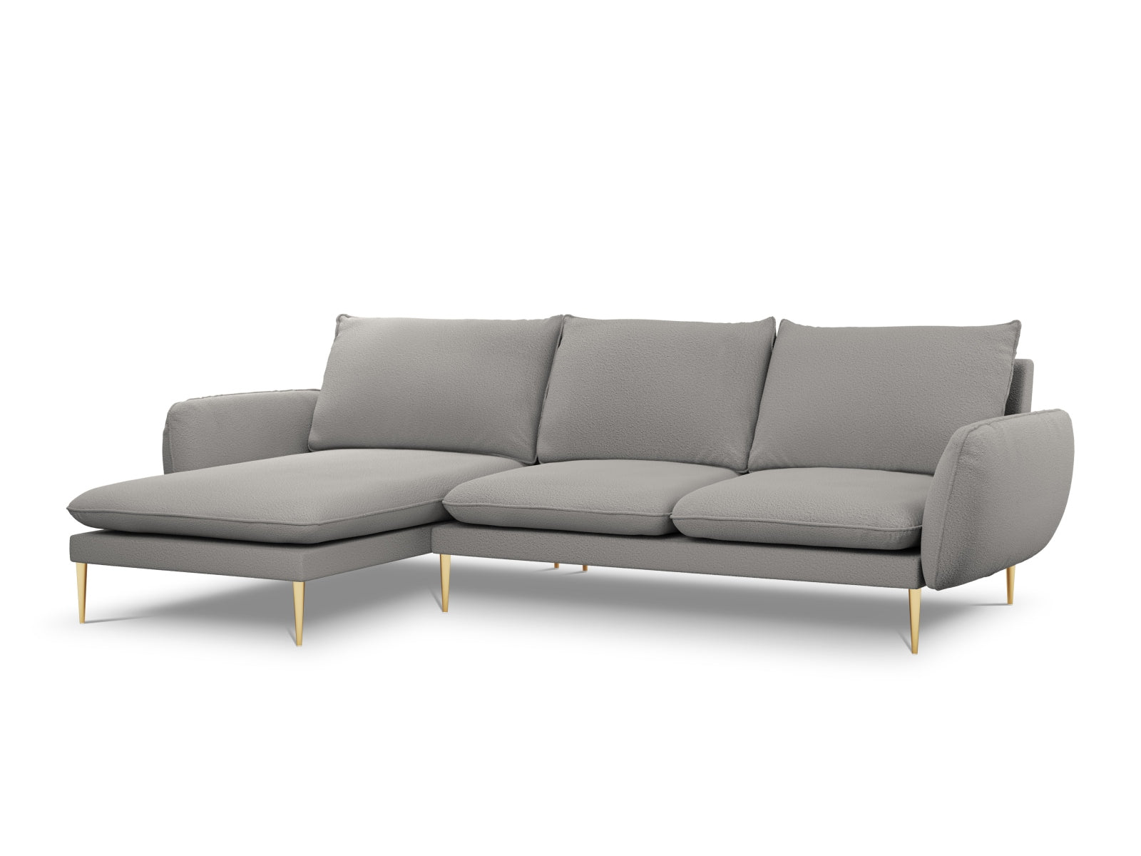 Vienna Boucle Ecksofa links 5 Sitzer 170cm in Grey/Gold präsentiert im Onlineshop von KAQTU Design AG. Ecksofa links ist von Cosmopolitan Design