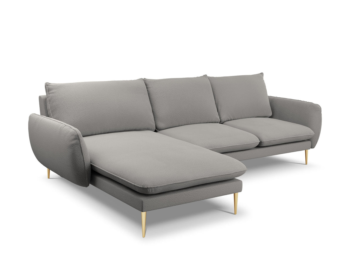 Vienna Boucle Ecksofa links 5 Sitzer 170cm in Grey/Gold-Ascot präsentiert im Onlineshop von KAQTU Design AG. L-Sofa links ist von Cosmopolitan Design