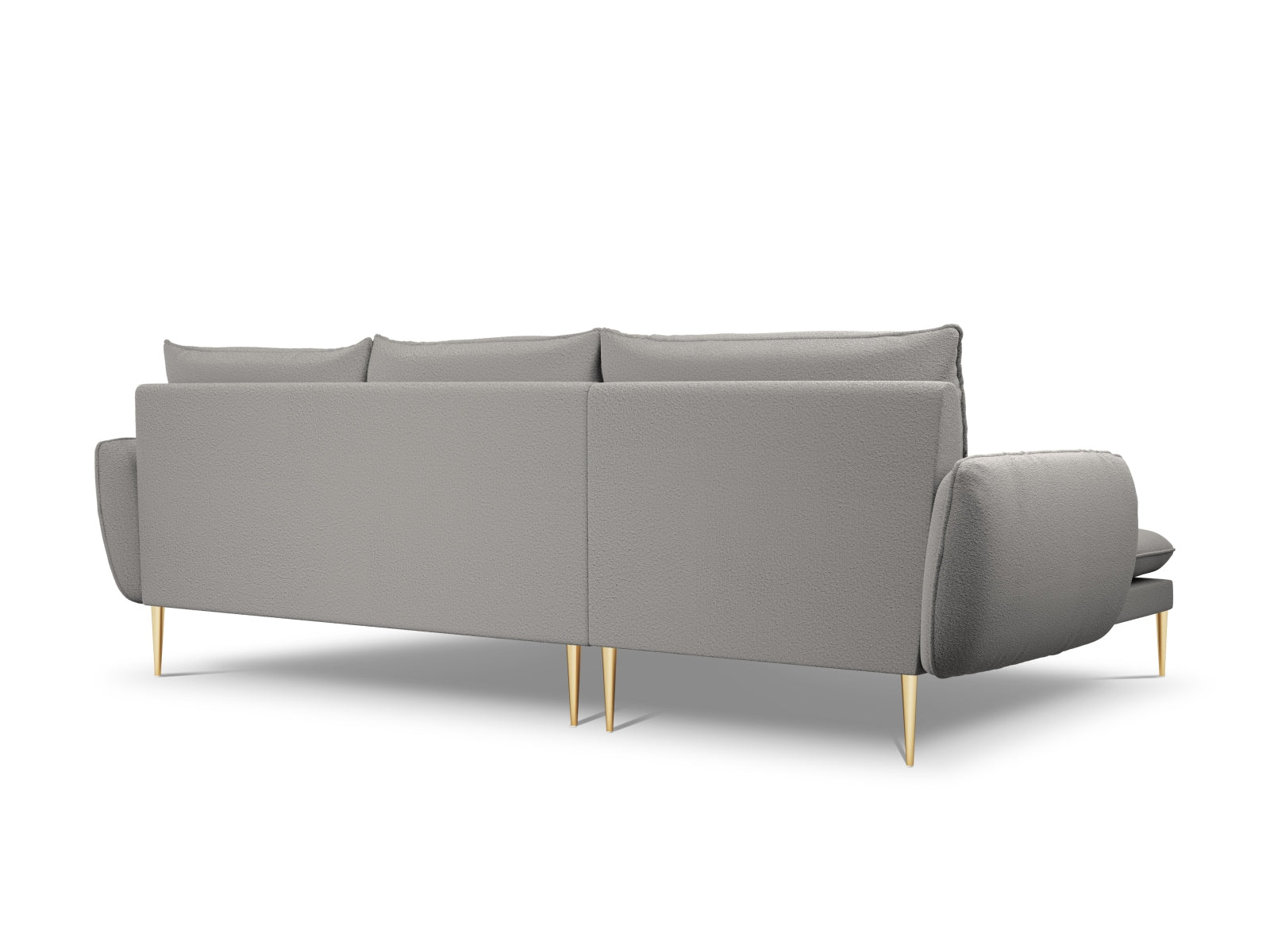 Stilvolles 5-Sitzer Ecksofa in hochwertigem Boucle-Stoff. Perfekt für gesellige Abende und moderne Einrichtung. Komfortabel und pflegeleicht.