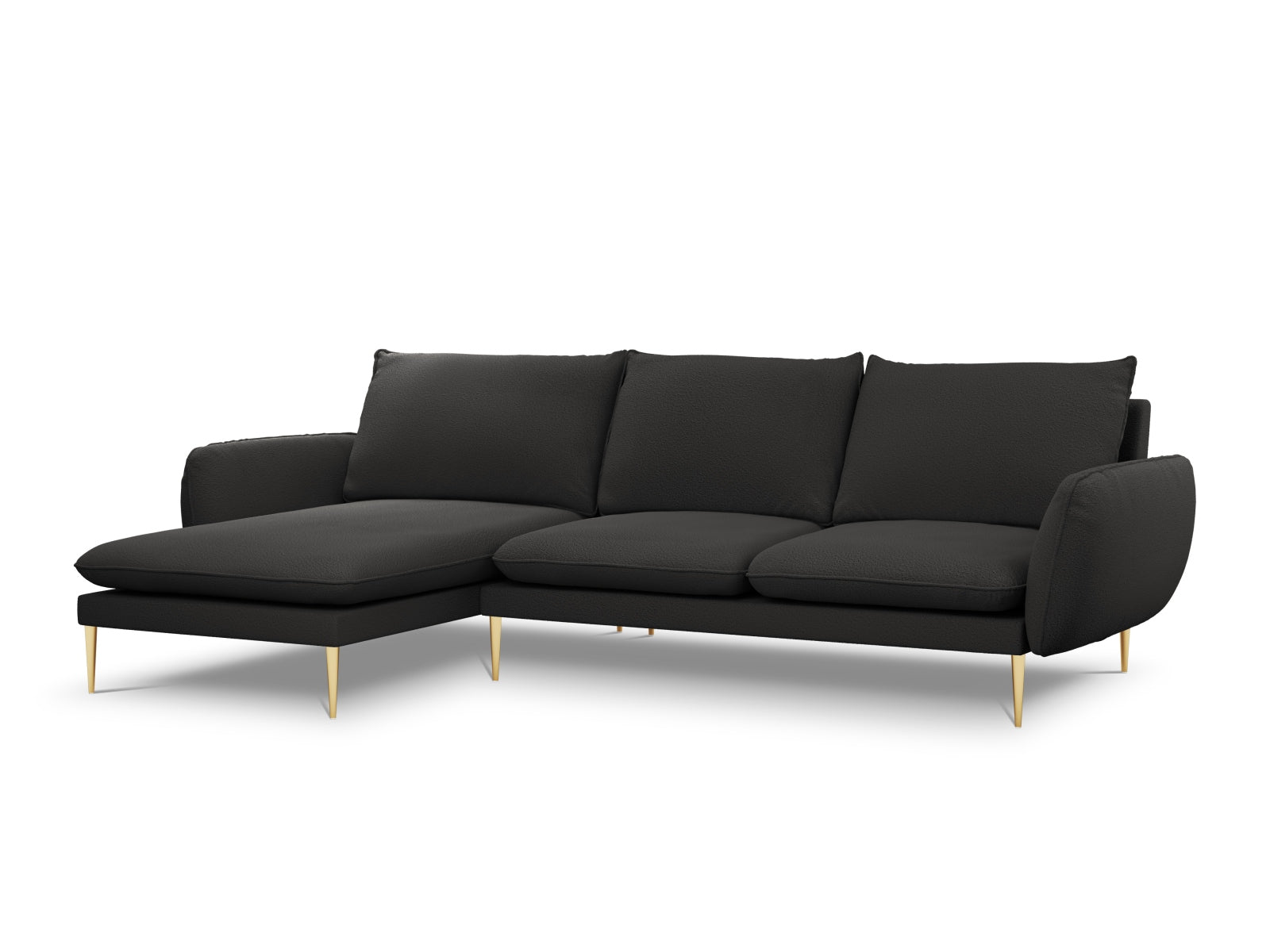 Vienna Boucle Ecksofa links 5 Sitzer 170cm in Black/Gold präsentiert im Onlineshop von KAQTU Design AG. Ecksofa links ist von Cosmopolitan Design