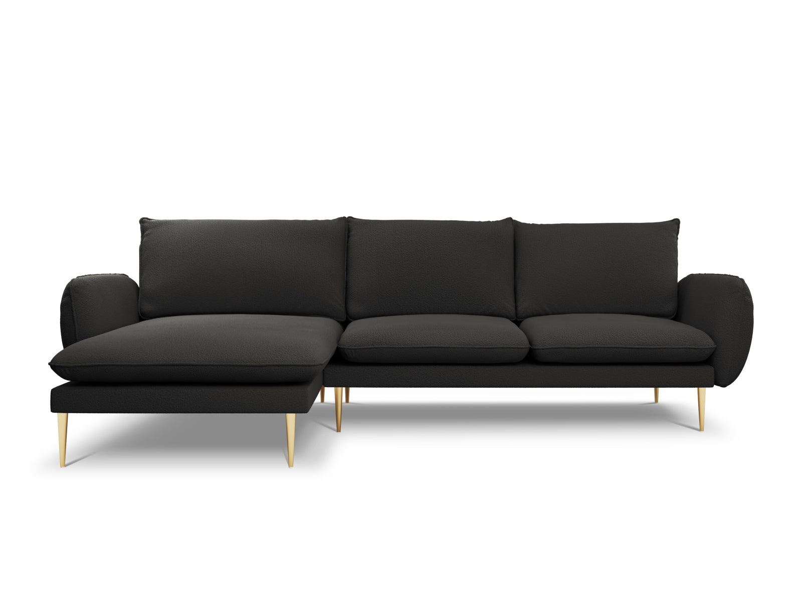 Stilvolles 5-Sitzer Ecksofa in hochwertigem Boucle-Stoff. Perfekt für gesellige Abende und modernes Wohnen. Entdecken Sie Komfort und Eleganz!