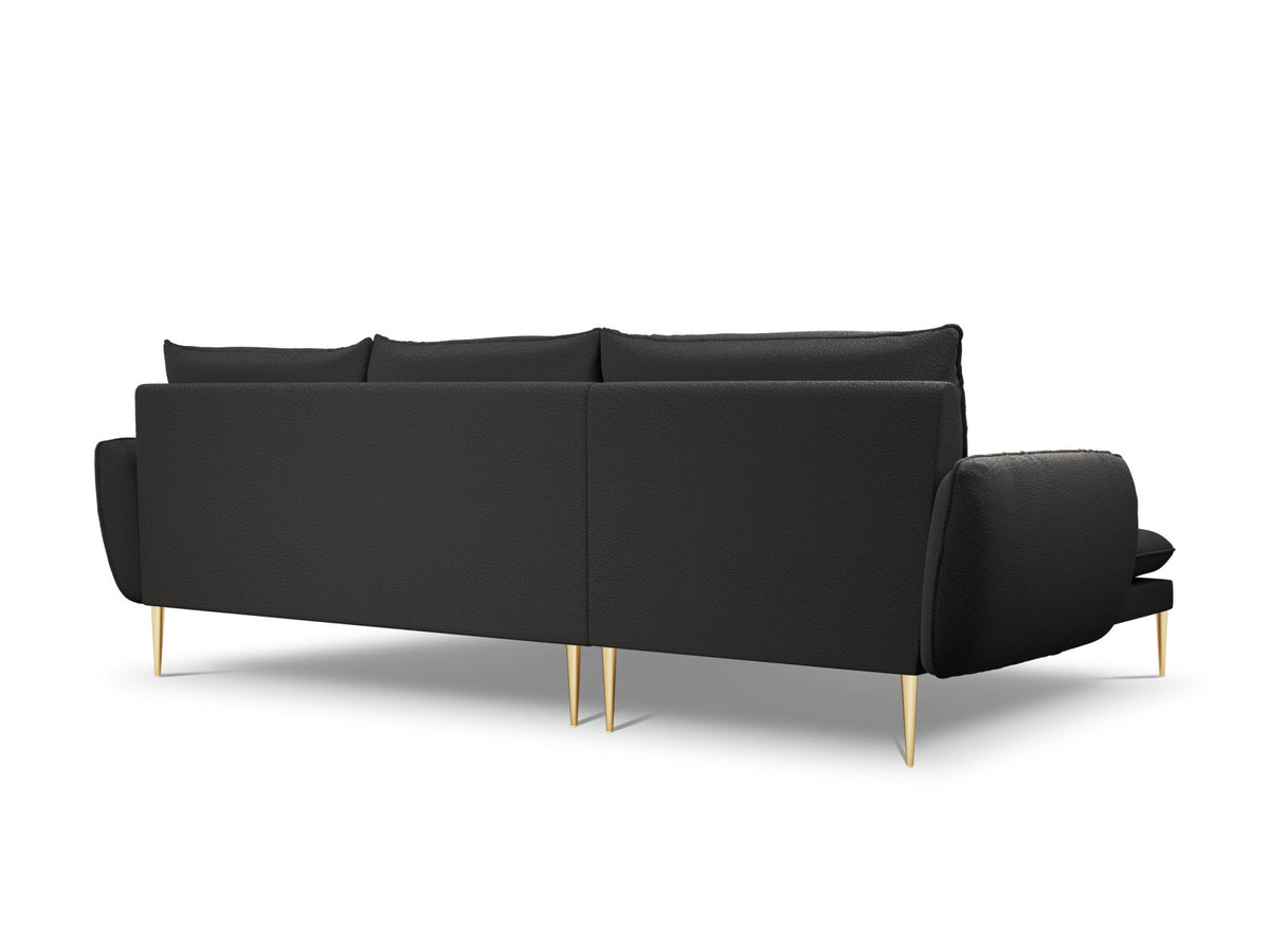 Vienna Boucle Ecksofa links 5 Sitzer 170cm in Black/Gold-Ascot präsentiert im Onlineshop von KAQTU Design AG. L-Sofa links ist von Cosmopolitan Design