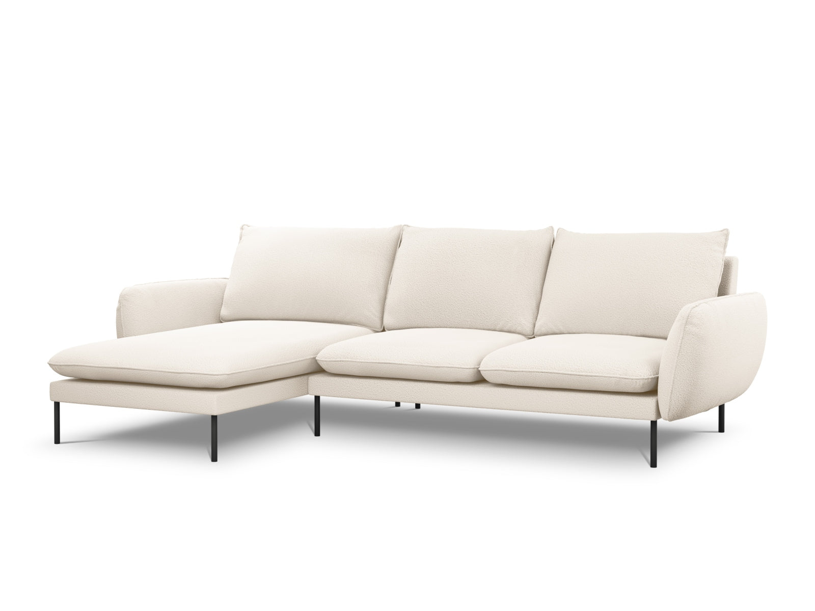 Vienna Boucle Ecksofa links 5 Sitzer 170cm in Beige/Schwarz präsentiert im Onlineshop von KAQTU Design AG. Ecksofa links ist von Cosmopolitan Design