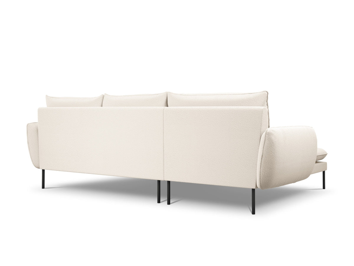 Vienna Boucle Ecksofa links 5 Sitzer 170cm in Beige/Schwarz-Ascot präsentiert im Onlineshop von KAQTU Design AG. L-Sofa links ist von Cosmopolitan Design