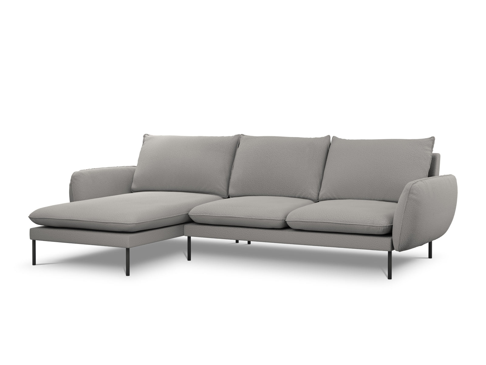 Vienna Boucle Ecksofa links 5 Sitzer 170cm in Grey/Schwarz präsentiert im Onlineshop von KAQTU Design AG. Ecksofa links ist von Cosmopolitan Design