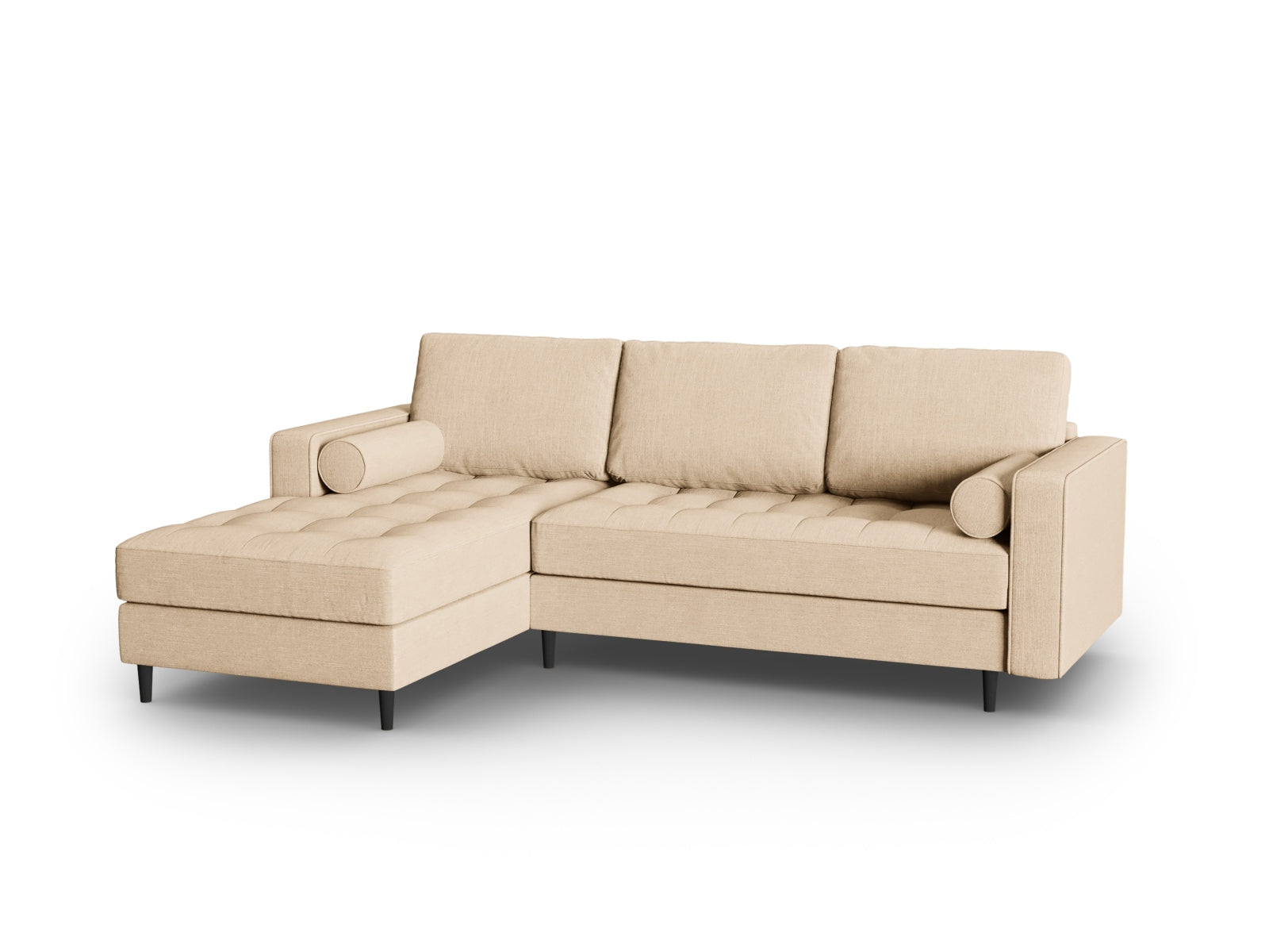 Elegantes 4-Sitzer Ecksofa links Aspen in Beige-Melva von Cosmopolitan Design, ideal für ein modernes Wohnambiente.