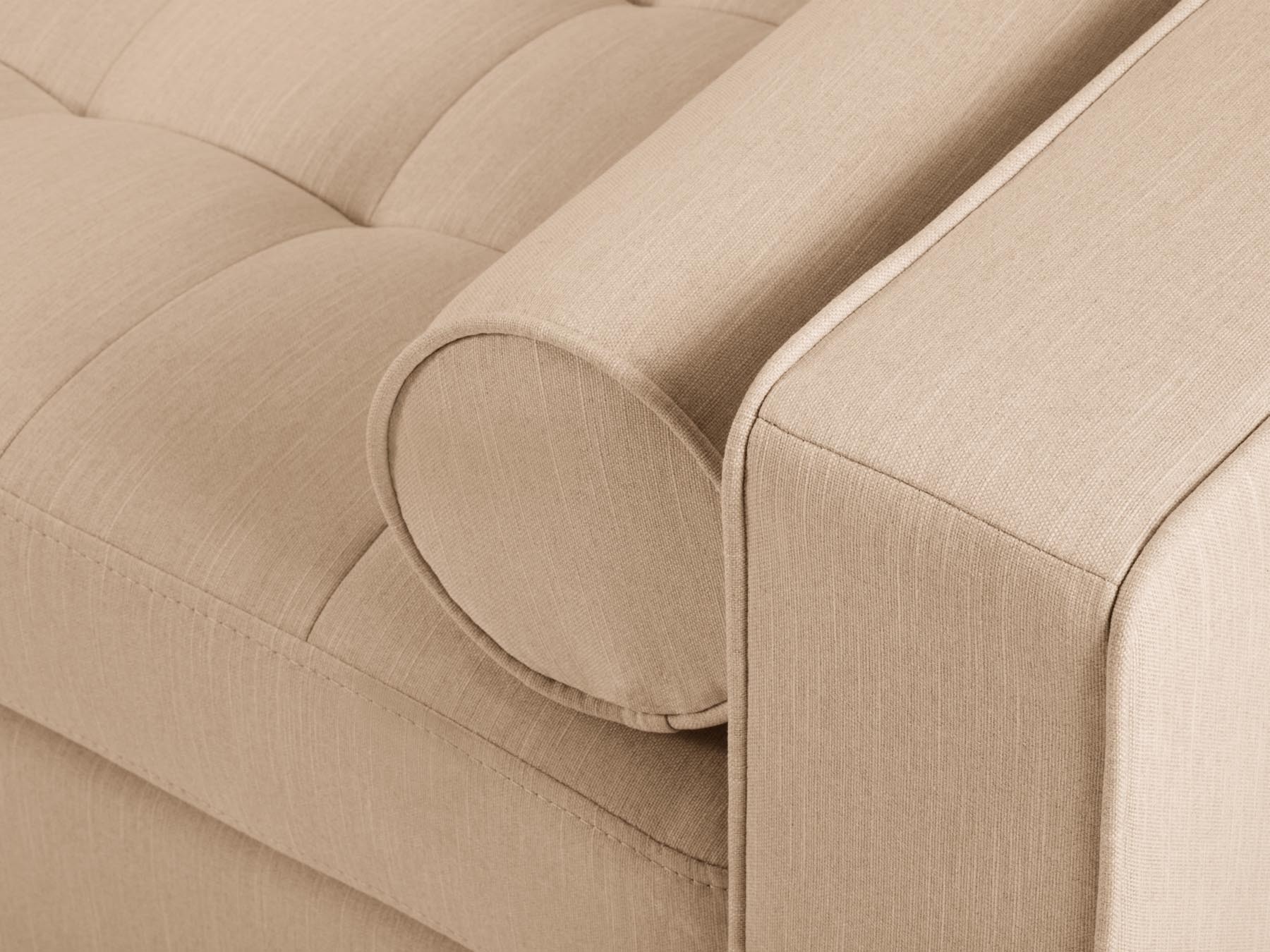 Stylisches 4-Sitzer Ecksofa links Aspen in sanften Beigetönen, perfekt für gemütliche Abende und stilvolle Wohnräume.