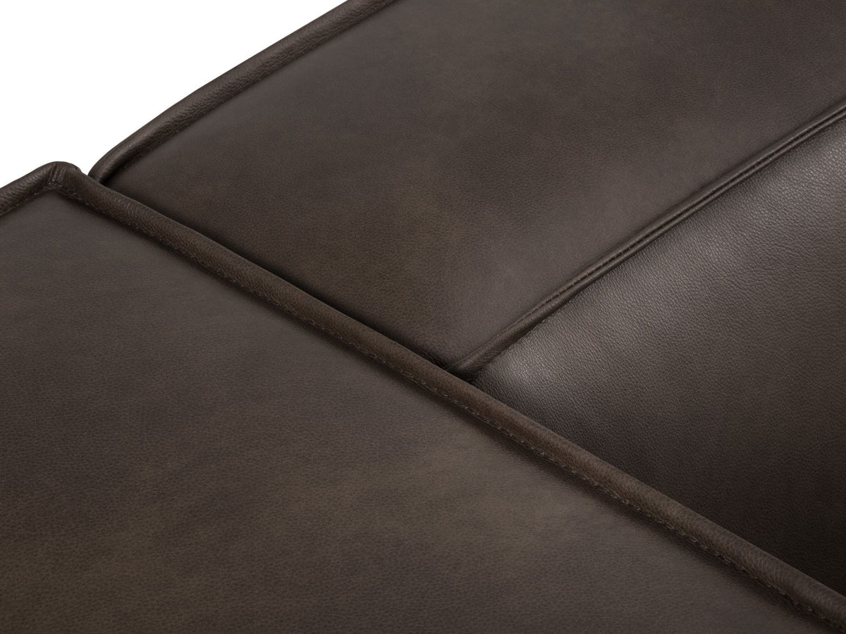 Turin Ecksofa links aus Rindsleder in Grey Brown-Granada, Massivholzrahmen, Récamiere und Holzfüsse, 5 Sitzplätze, Cosmopolitan Design