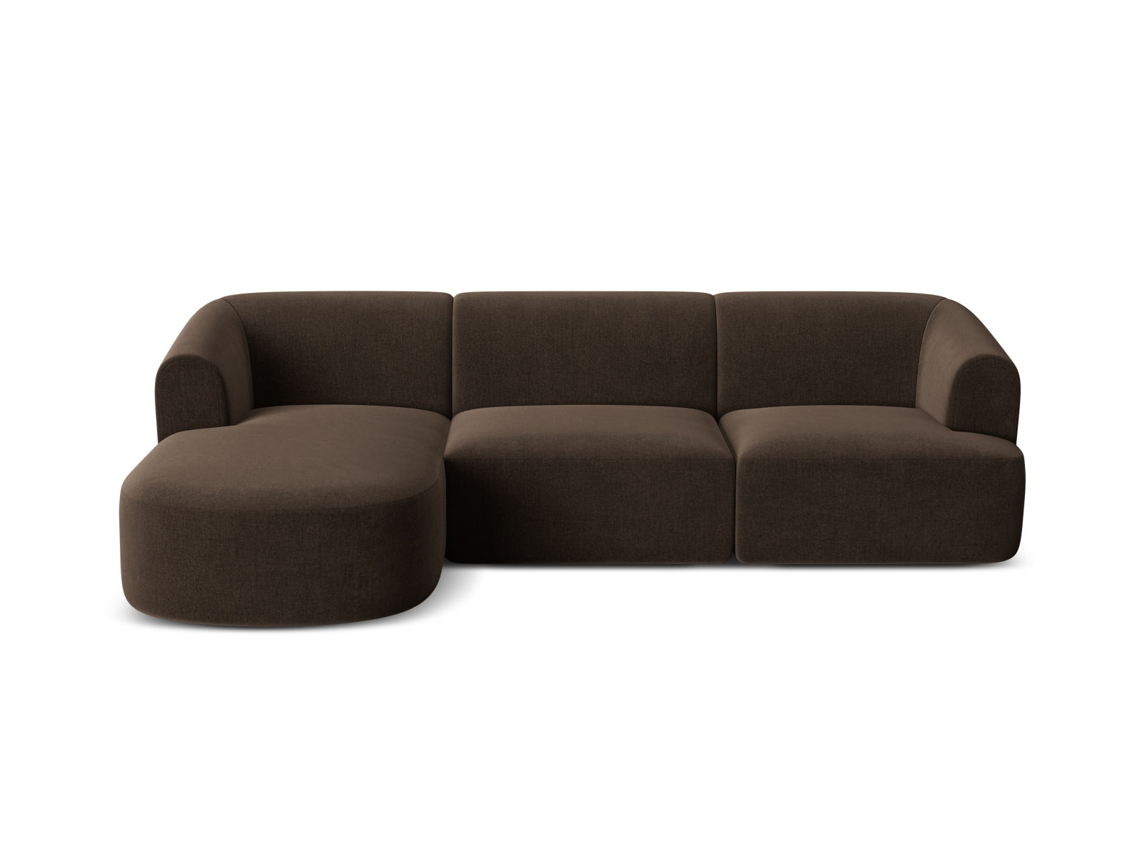 Elegantes 4-Sitzer Ecksofa links Campi in stilvollem Chocolate-Vogue, ideal für zeitgemäße Wohnräume und entspannte Stunden.