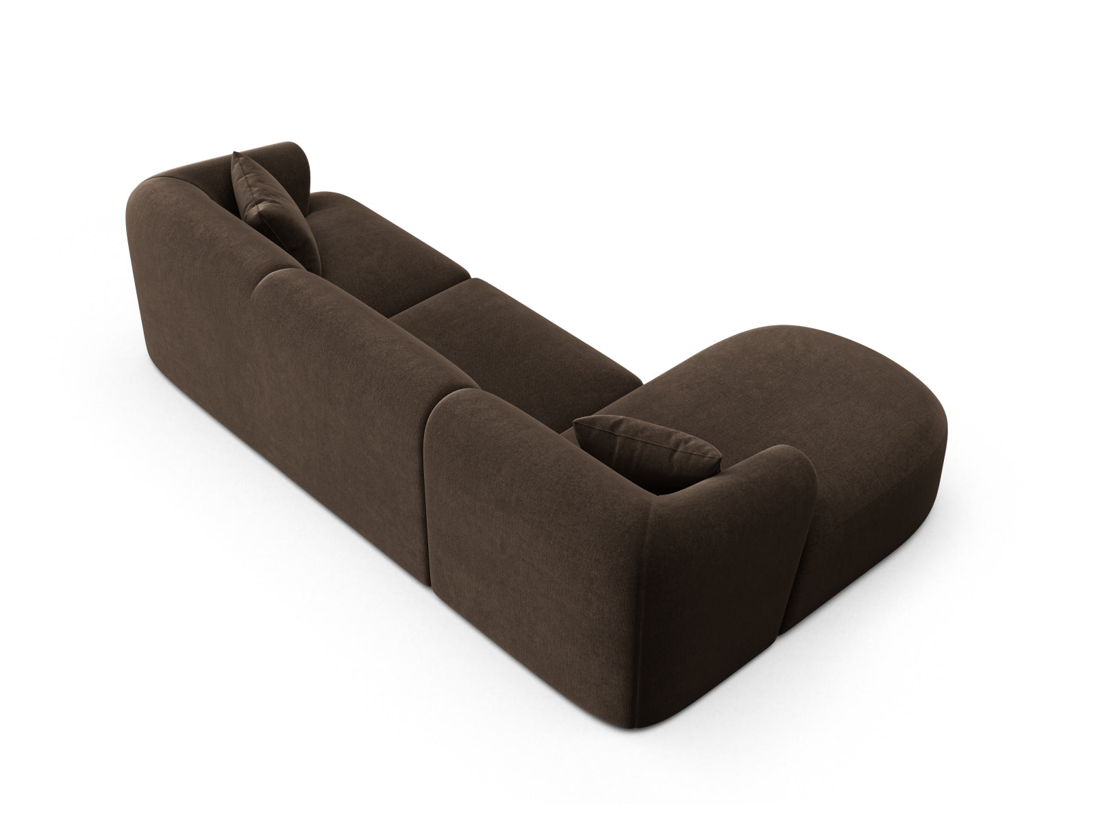 Modulares 4-Sitzer Ecksofa links Campi in edlem Chocolate-Vogue, perfekt für moderne Wohnkonzepte und gemütliche Abende.