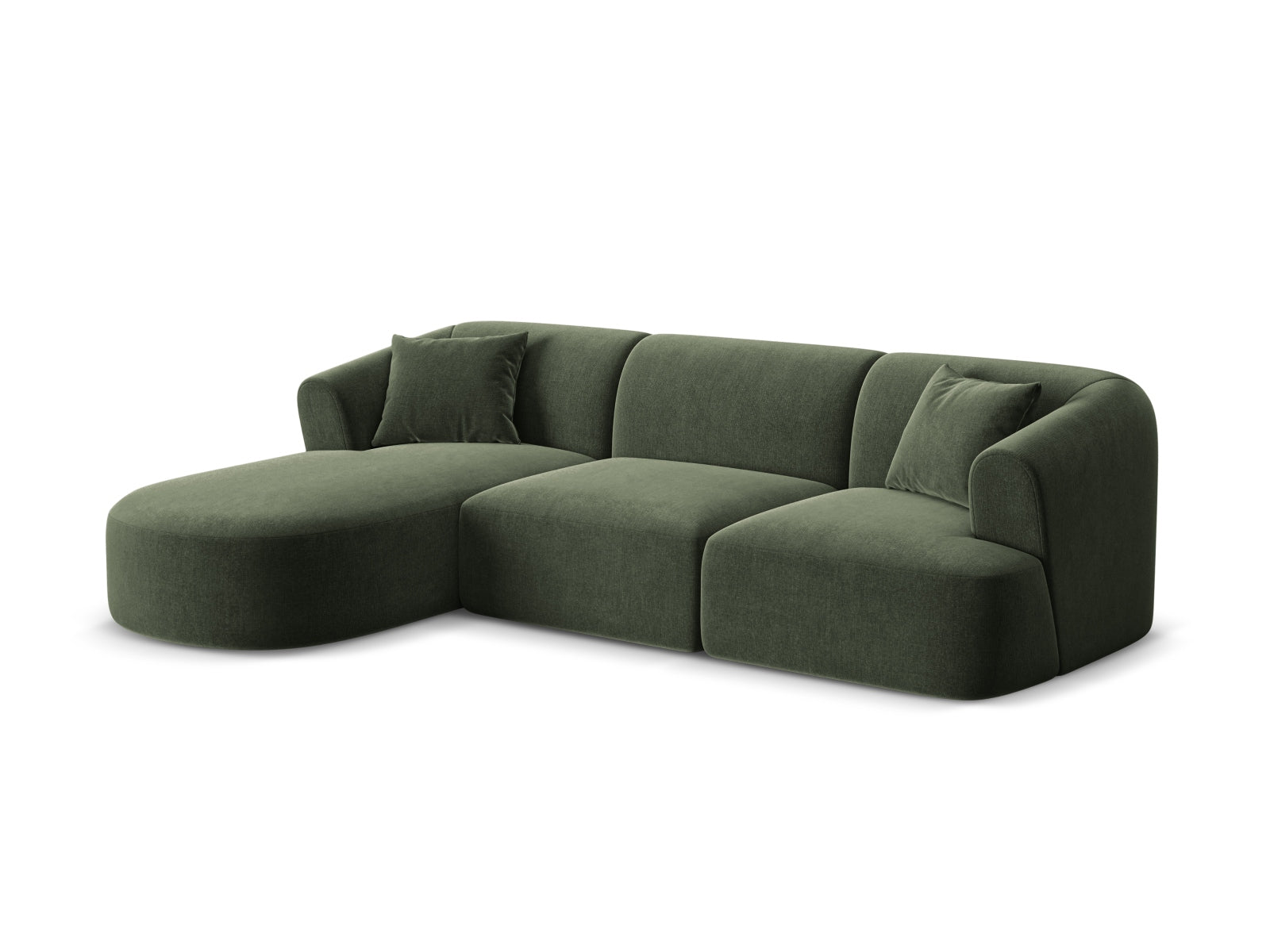 Elegantes 4-Sitzer Ecksofa links Campi in stilvollem Green-Vogue, ideal für moderne Wohnräume, erhältlich bei KAQTU Design AG.