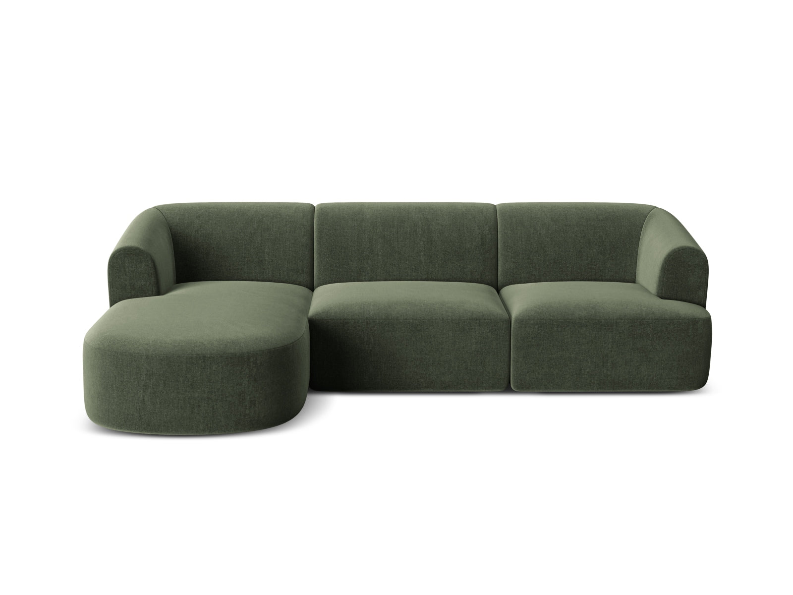 Elegantes 4-Sitzer Ecksofa links Campi in ansprechendem Green-Vogue, ideal für zeitgemäße und gemütliche Wohnräume.