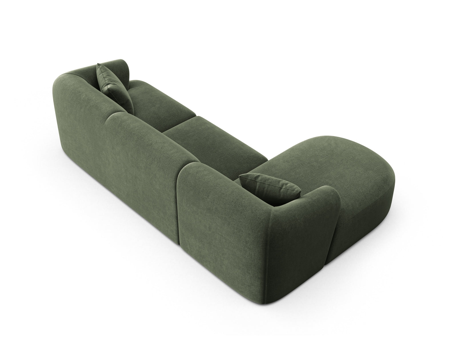 Modulares 4-Sitzer Ecksofa links Campi in stilvollem Green-Vogue, perfekt für moderne und einladende Wohnambiente.