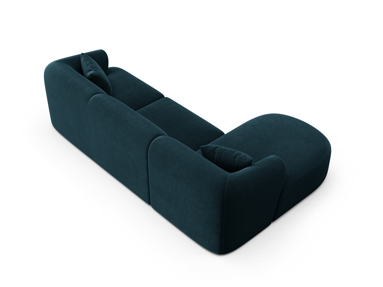Modulares 4-Sitzer Ecksofa links Campi in modernem Petrol, perfekt für gemütliche und stilvolle Wohnlandschaften.