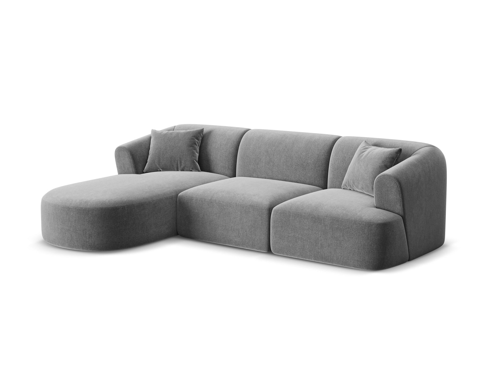 Stylisches 4-Sitzer Ecksofa links Campi in Grau, ideal für moderne Wohnräume, erhältlich bei KAQTU Design AG.