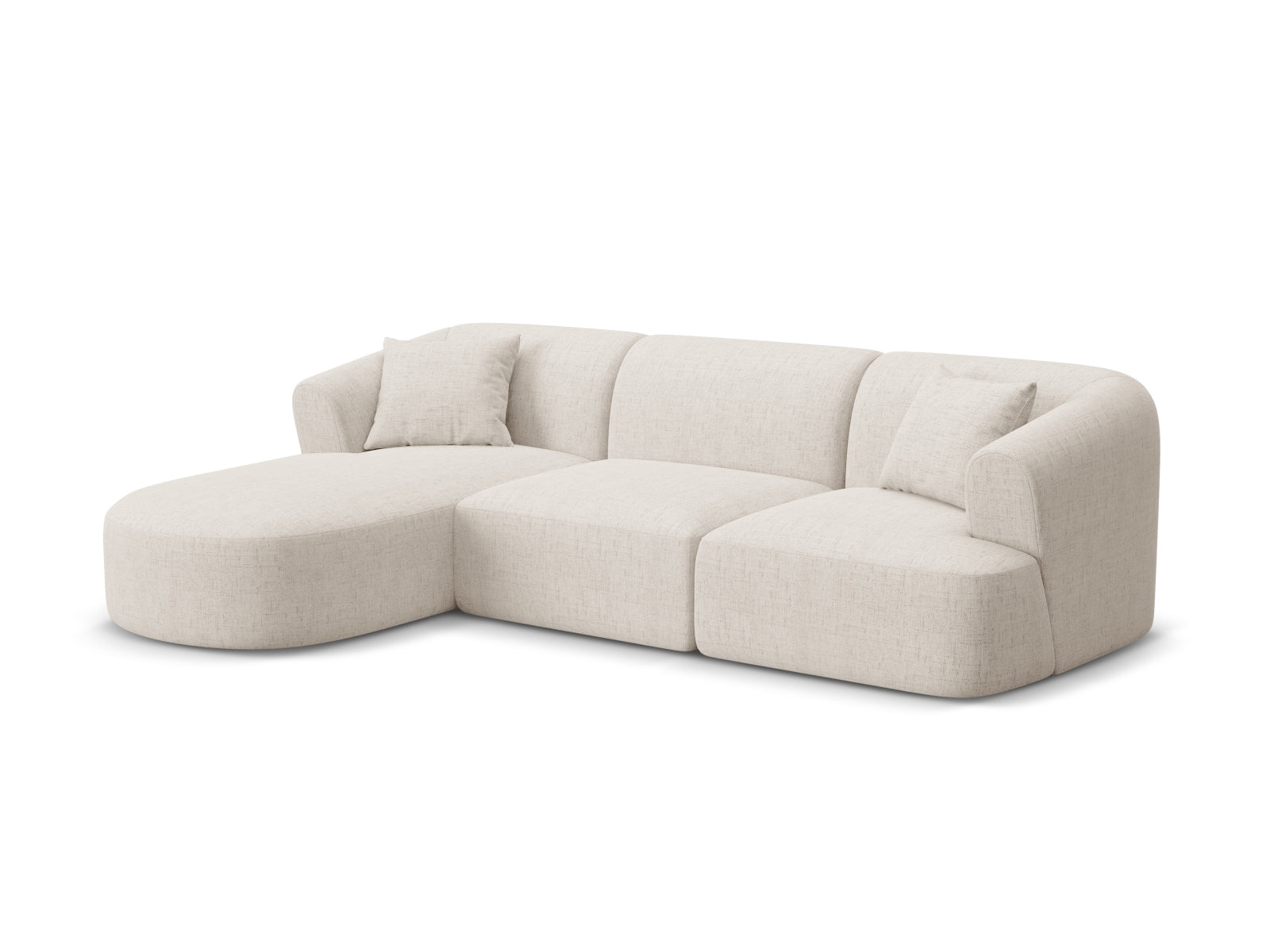 Modulares 4-Sitzer Ecksofa Campi in elegantem Light Beige, ideal für stilvolle Wohnräume, erhältlich bei KAQTU Design AG.