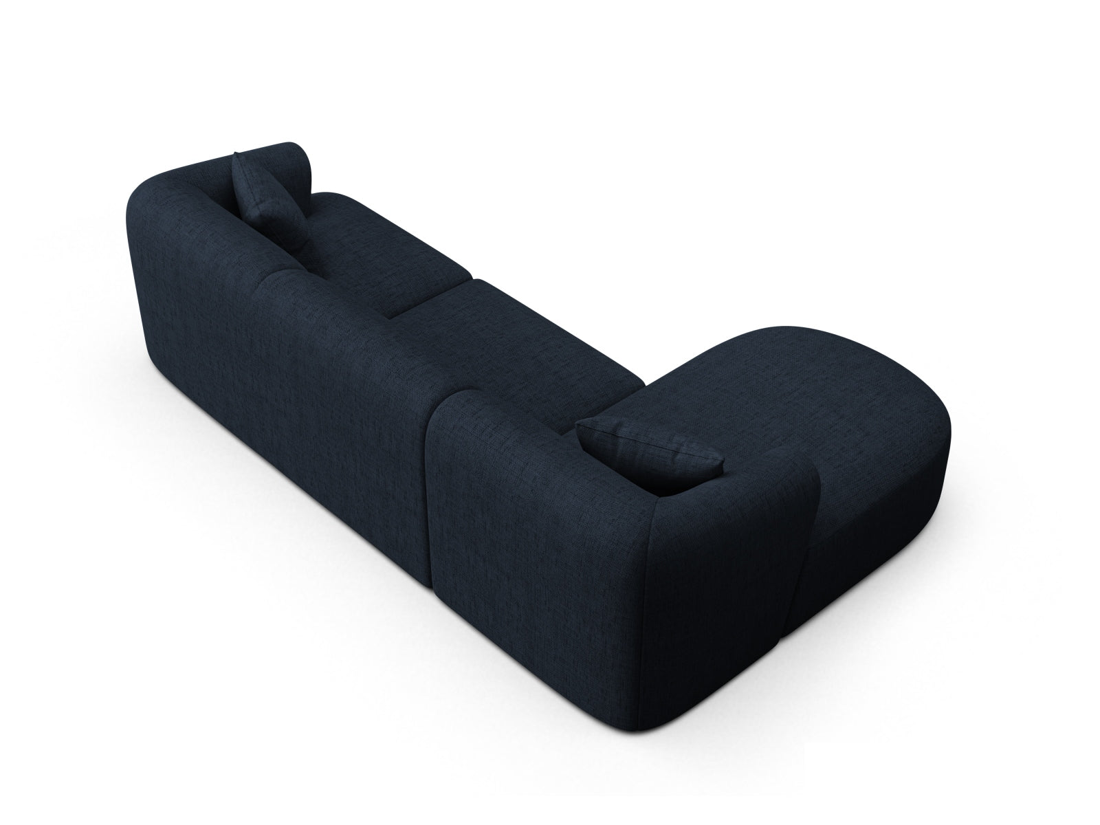 Stylisches 4-Sitzer Ecksofa Campi in Royal Blue-Moly, perfekt für gesellige Abende und elegantes Wohndesign.