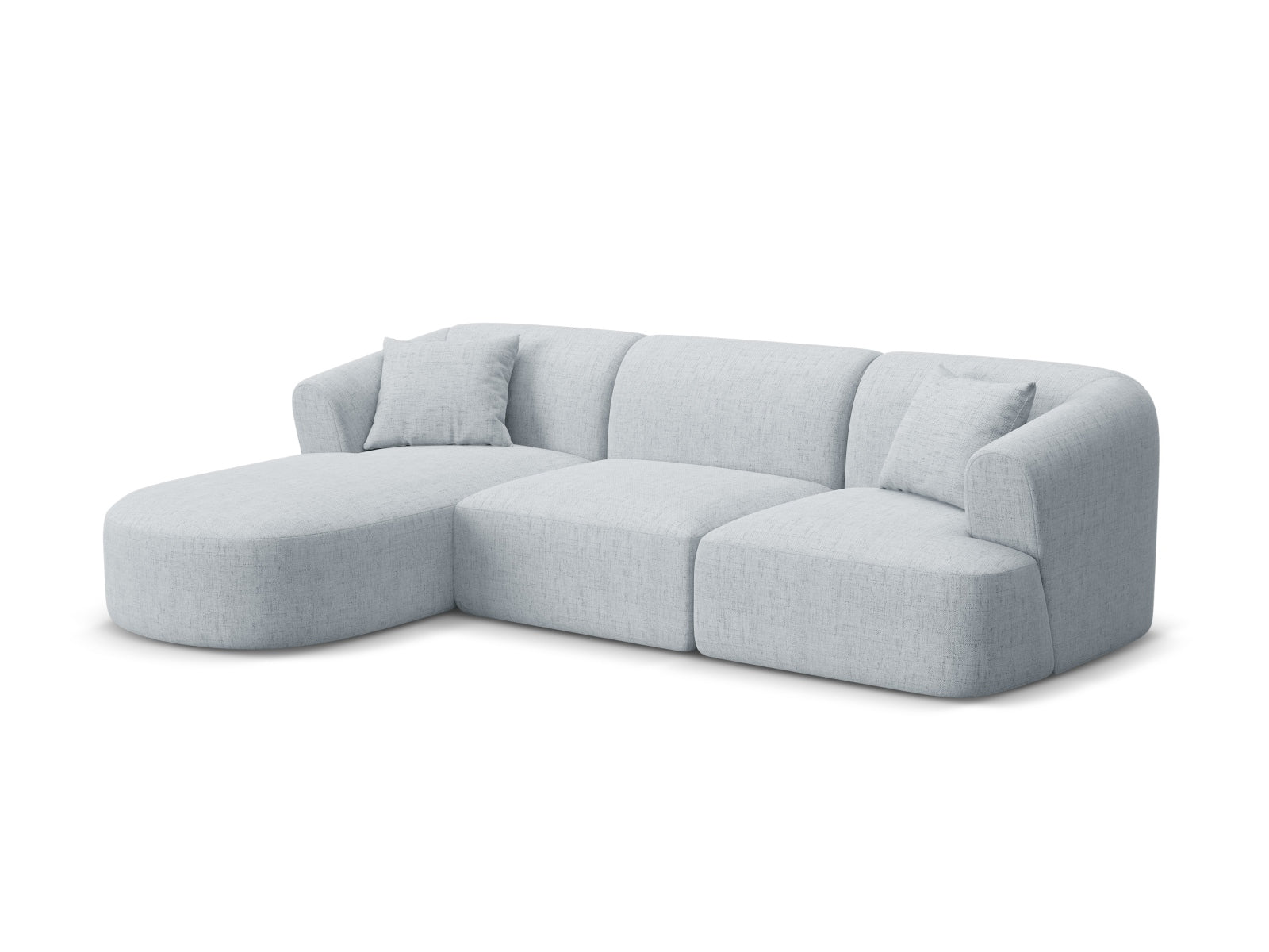 Modulares 4-Sitzer Ecksofa Campi in hellem Grau, stilvoll und modern, ideal für Ihr Wohnzimmer, präsentiert von Cosmopolitan Design.