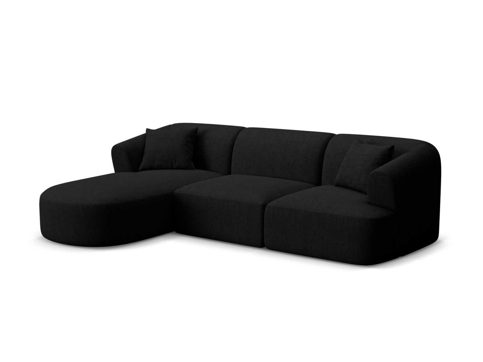 Modulares 4-Sitzer Ecksofa Campi in stilvollem Schwarz, ideal für moderne Wohnräume, präsentiert von Cosmopolitan Design.