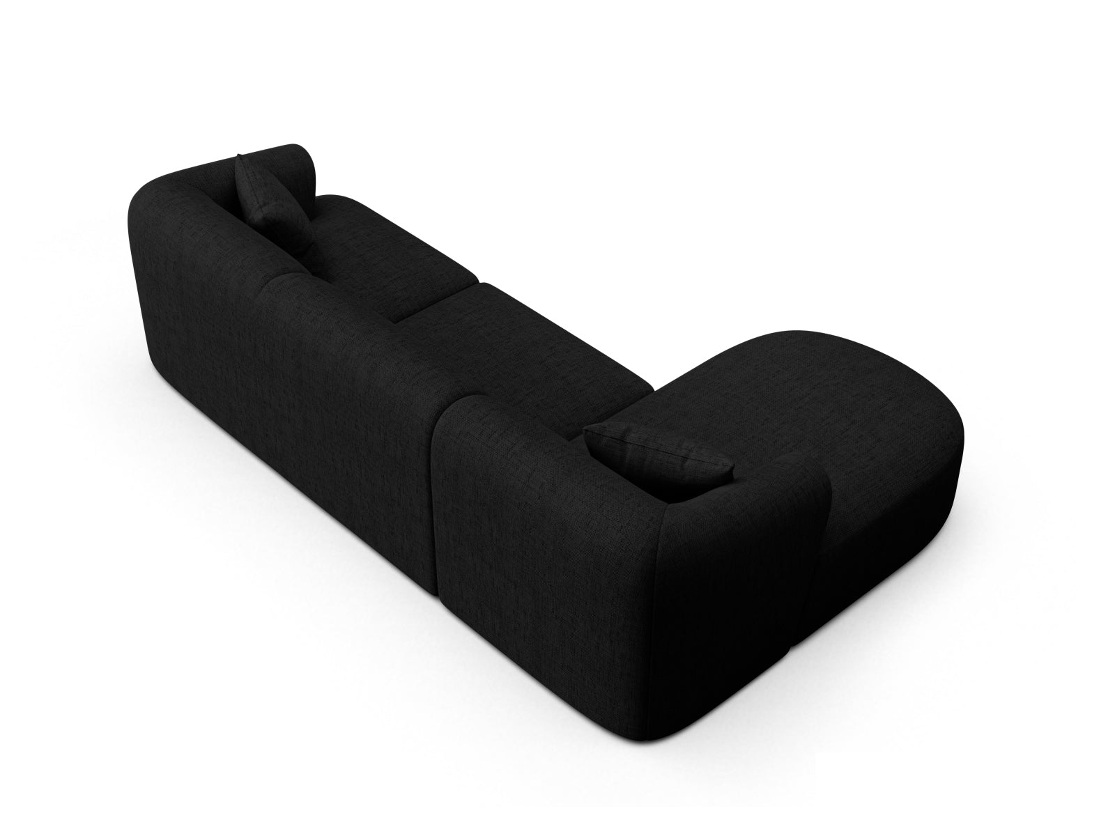 Stylisches 4-Sitzer Ecksofa Campi in elegantem Schwarz, perfekt für entspannte Abende und kreative Raumkonzepte.