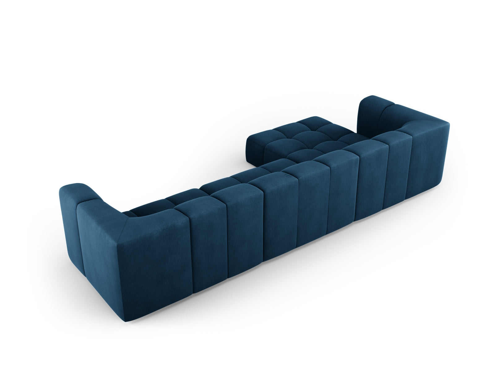Elegantes 5-Sitzer Ecksofa Moritz in Royal Blue-Rebel, perfekt für stilvolle Wohnzimmer, bietet Komfort und Flexibilität.