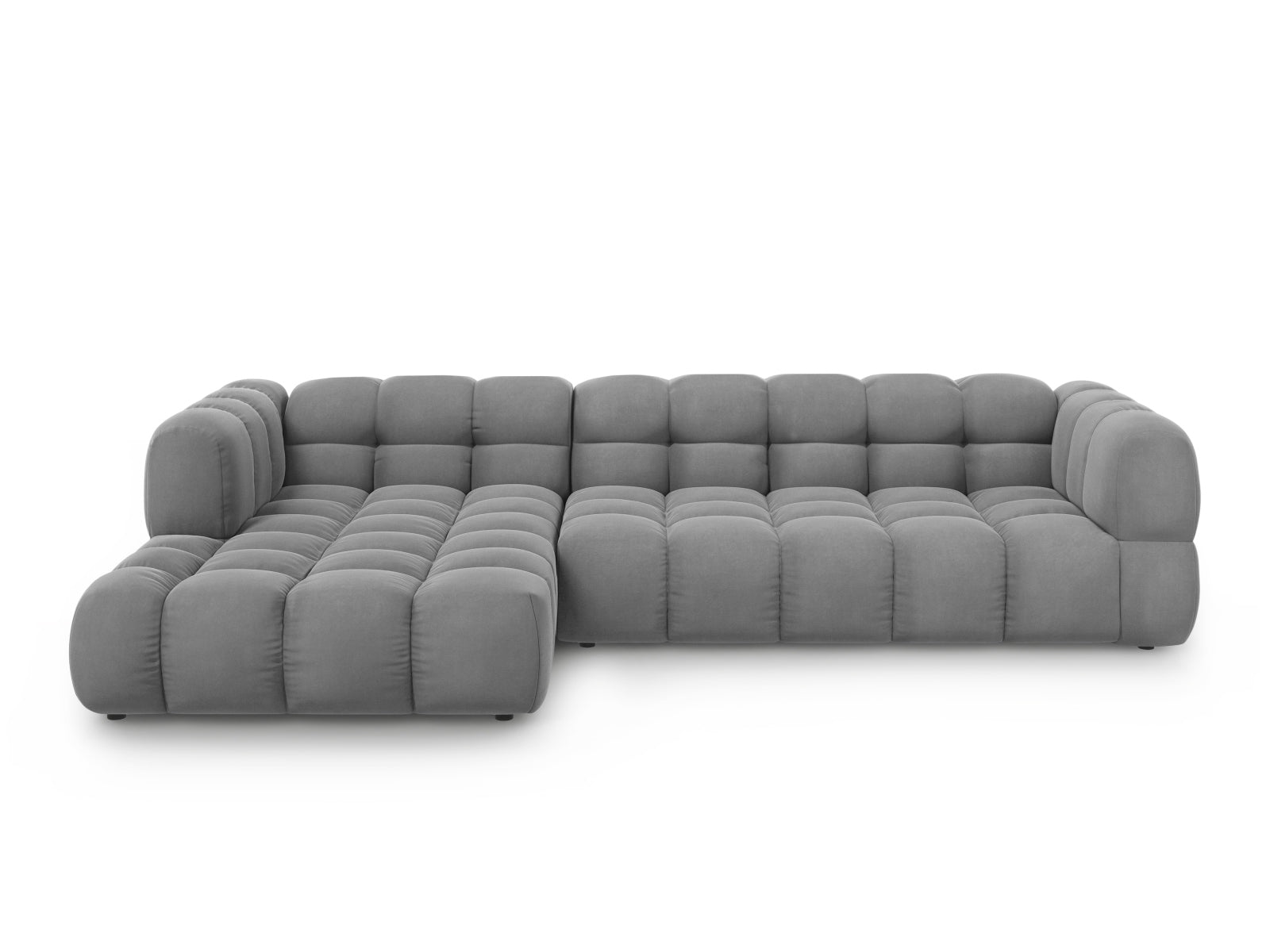 Sky Velour modulares Ecksofa links 4 Sitzer 162cm in Light Grey-Casino präsentiert im Onlineshop von KAQTU Design AG. L-Sofa links ist von Cosmopolitan Design