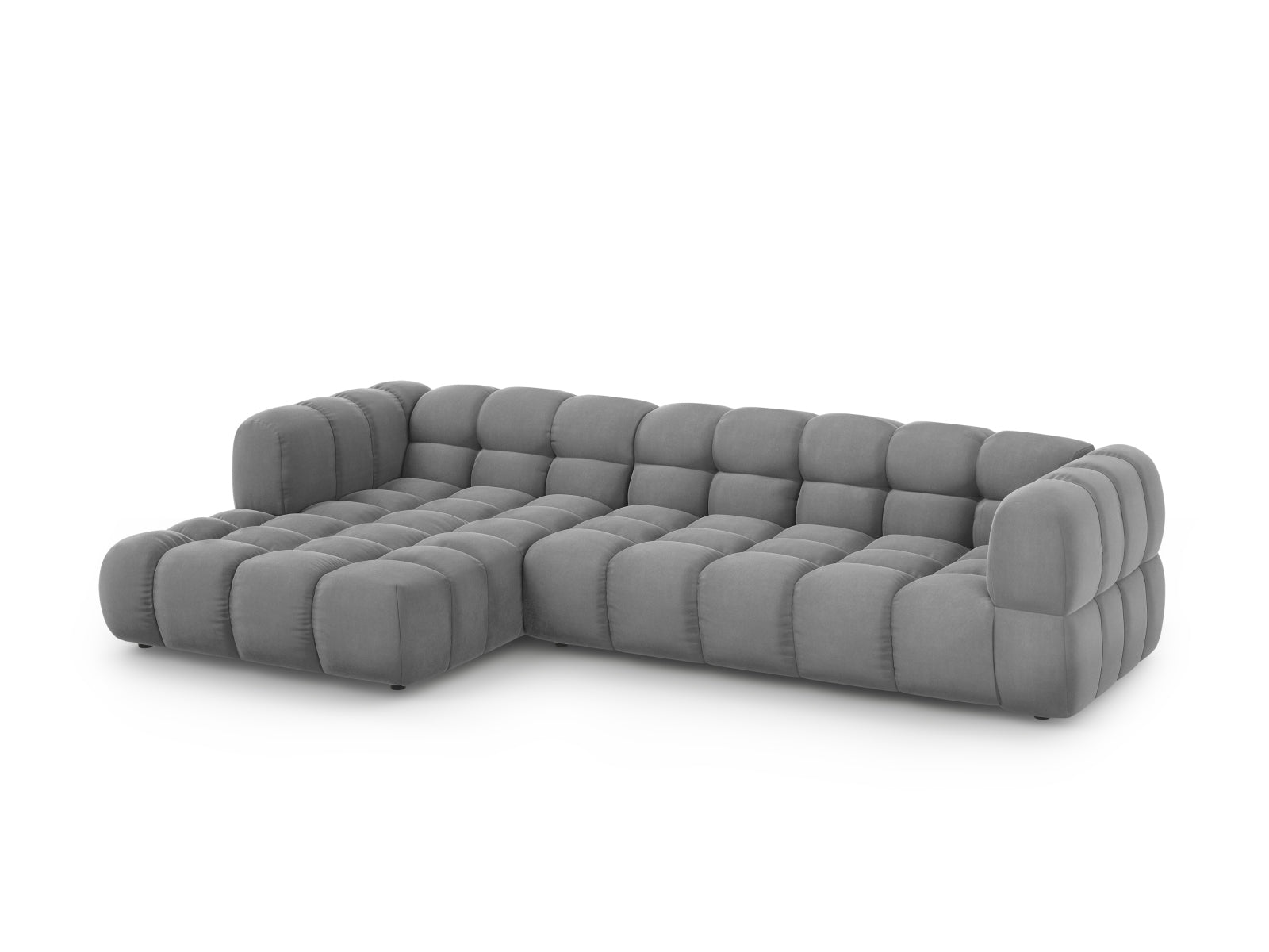 Elegantes modulares Ecksofa in hellem Grau, ideal für stilvolle Wohnräume, präsentiert als 4-Sitzer mit 162 cm in der Kategorie L-Sofa links.