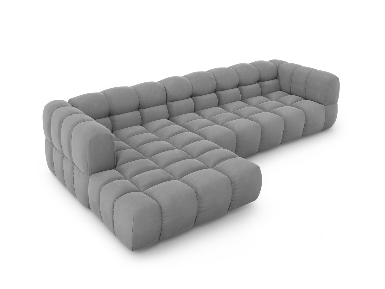 Erleben Sie das elegante Sky Velour Ecksofa links – ein 4-Sitzer mit 162 cm, ideal für stilvolle Wohnräume und maximalen Komfort.