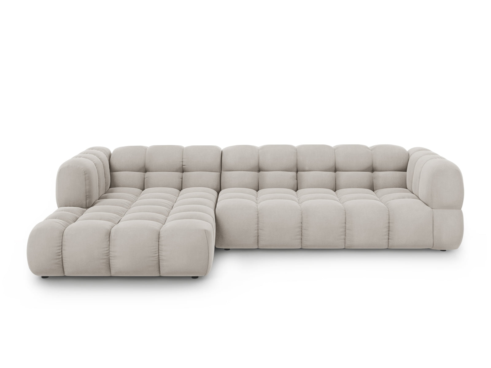 Sky Velour modulares Ecksofa links 4 Sitzer 162cm in Light Beige-Casino präsentiert im Onlineshop von KAQTU Design AG. L-Sofa links ist von Cosmopolitan Design