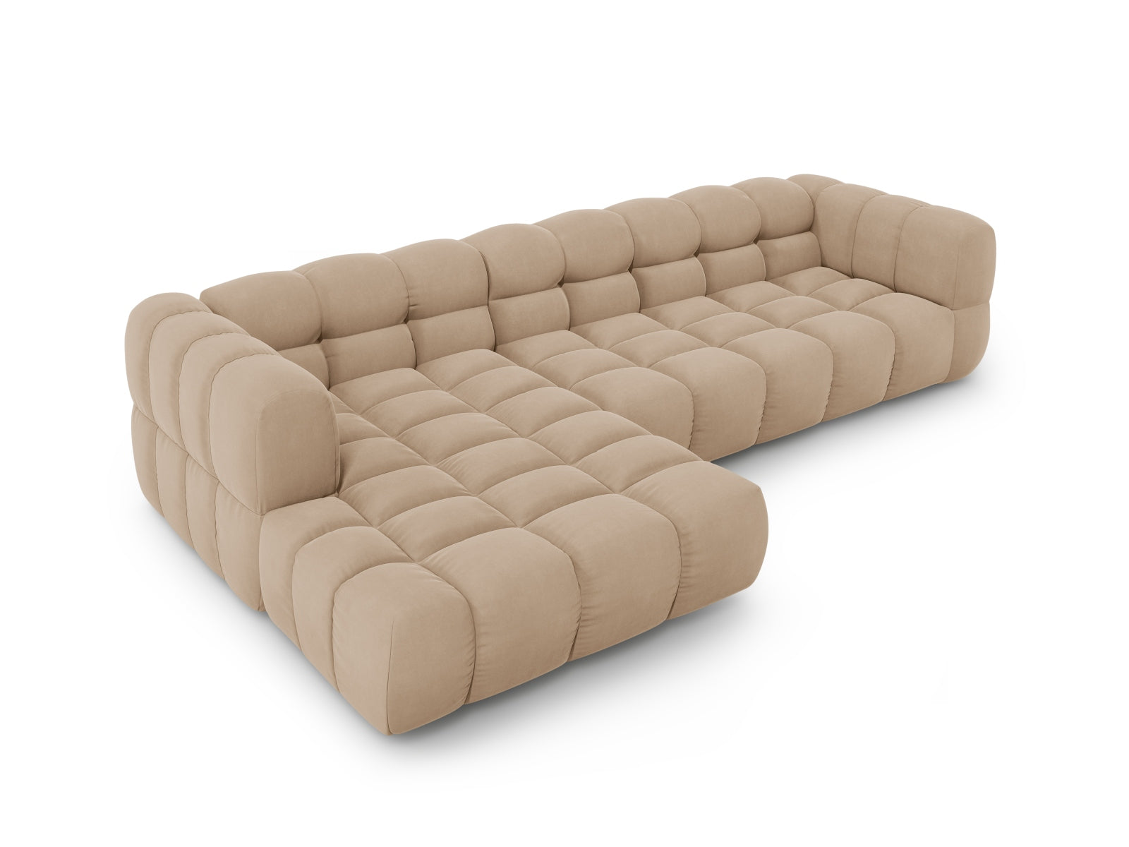 Modulares 4-Sitzer Ecksofa links aus Sky Velour, 162 cm, perfekt für moderne Wohnkonzepte und gemütliche Entspannung.