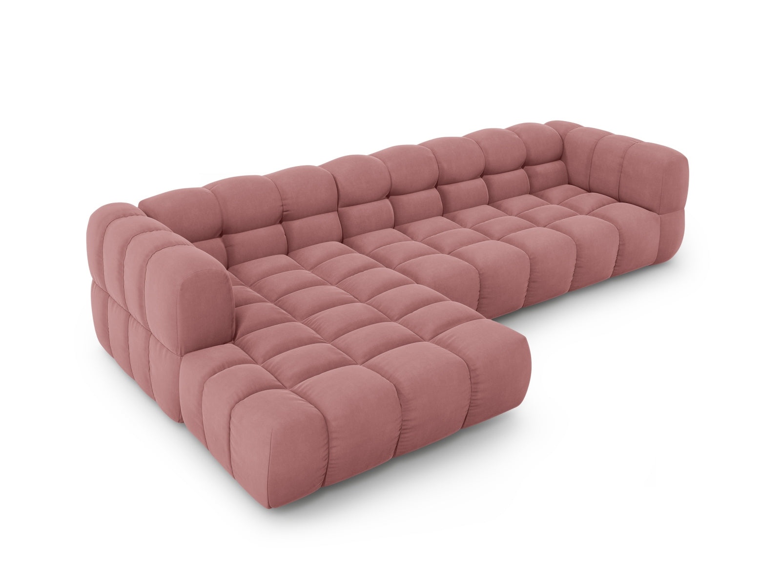 Modulares Ecksofa in luxuriösem Sky Velour, linksseitig, 4-Sitzer mit 162 cm, perfekt für moderne und elegante Wohnkonzepte.