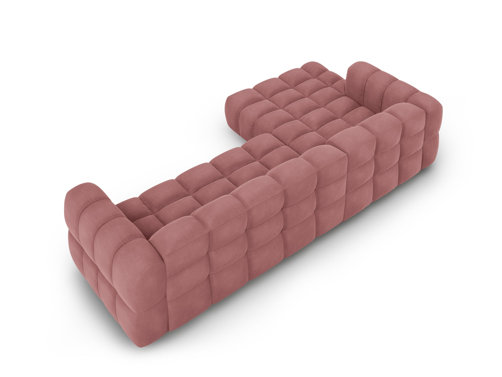 Entdecken Sie das Sky Velour Ecksofa links – ein modulares 4-Sitzer Möbelstück mit 162 cm Breite, das Stil und Komfort in Ihr Zuhause bringt.