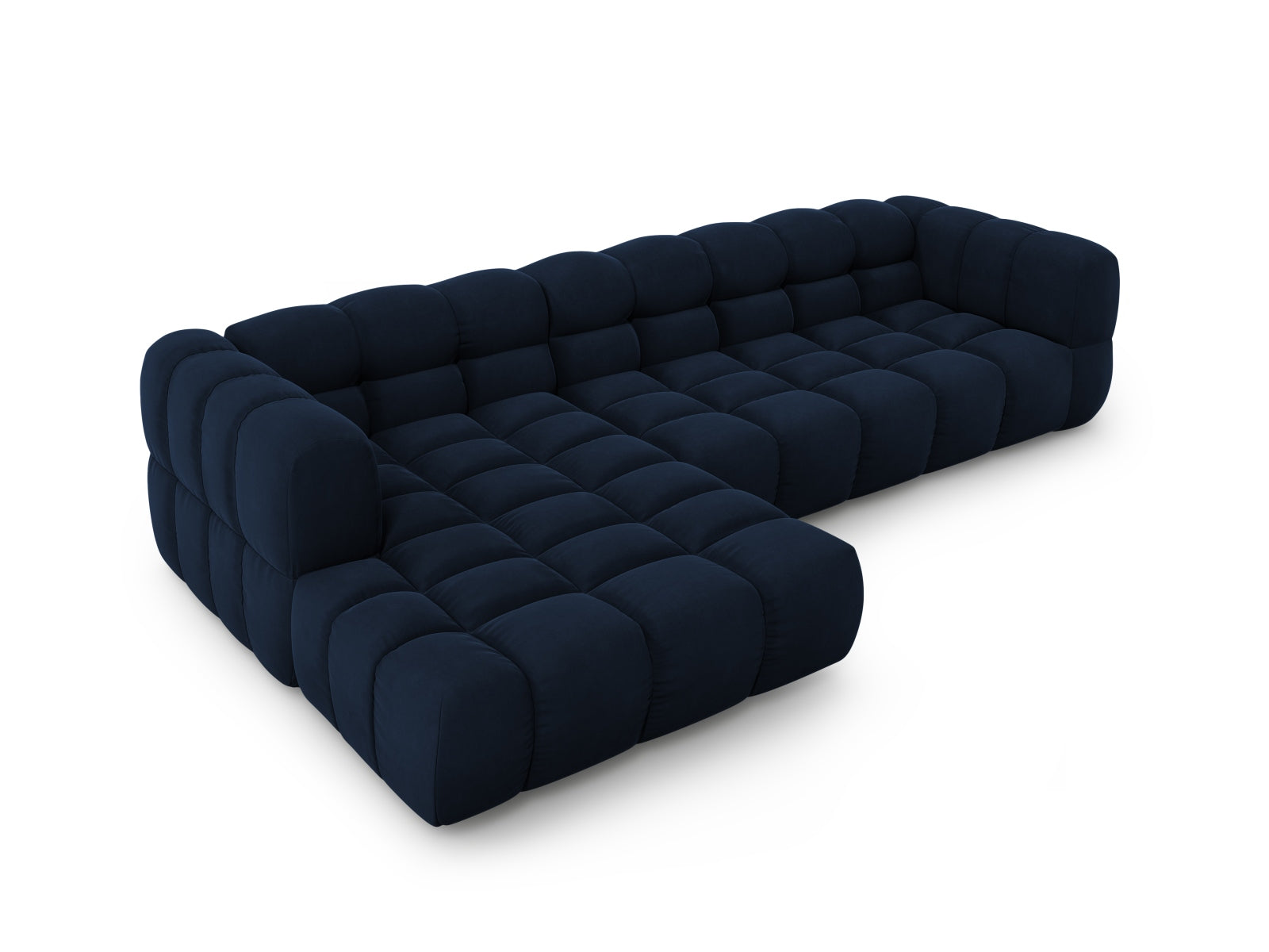 Modulares 4-Sitzer Ecksofa links aus Sky Velour in Royal Blue-Casino, perfekt für moderne Wohnkonzepte von Cosmopolitan Design.