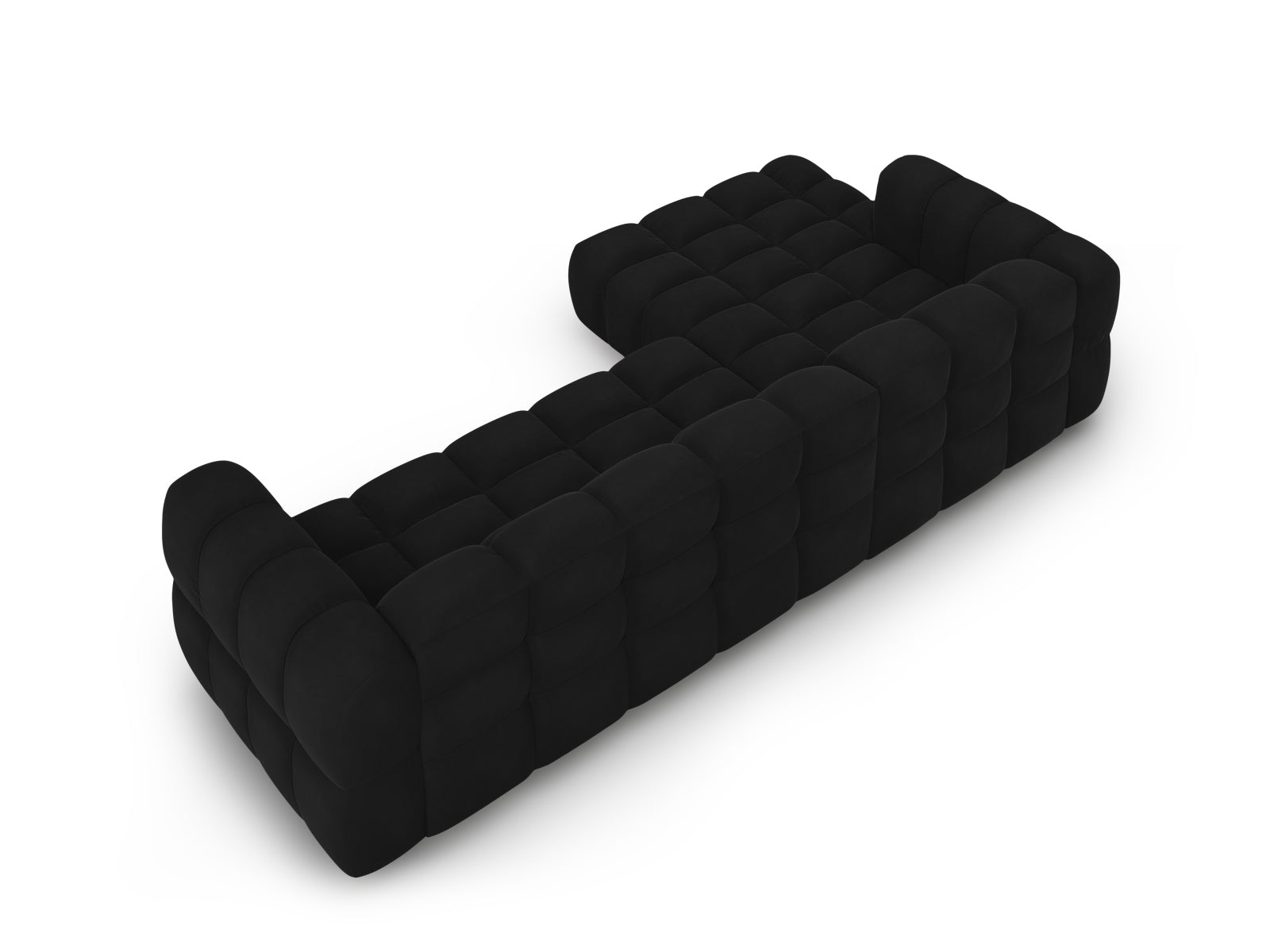 Entdecken Sie das Sky Velour Ecksofa links – ein modulares 4-Sitzer Möbelstück mit 162 cm Breite, das Stil und Komfort in Ihr Zuhause bringt.