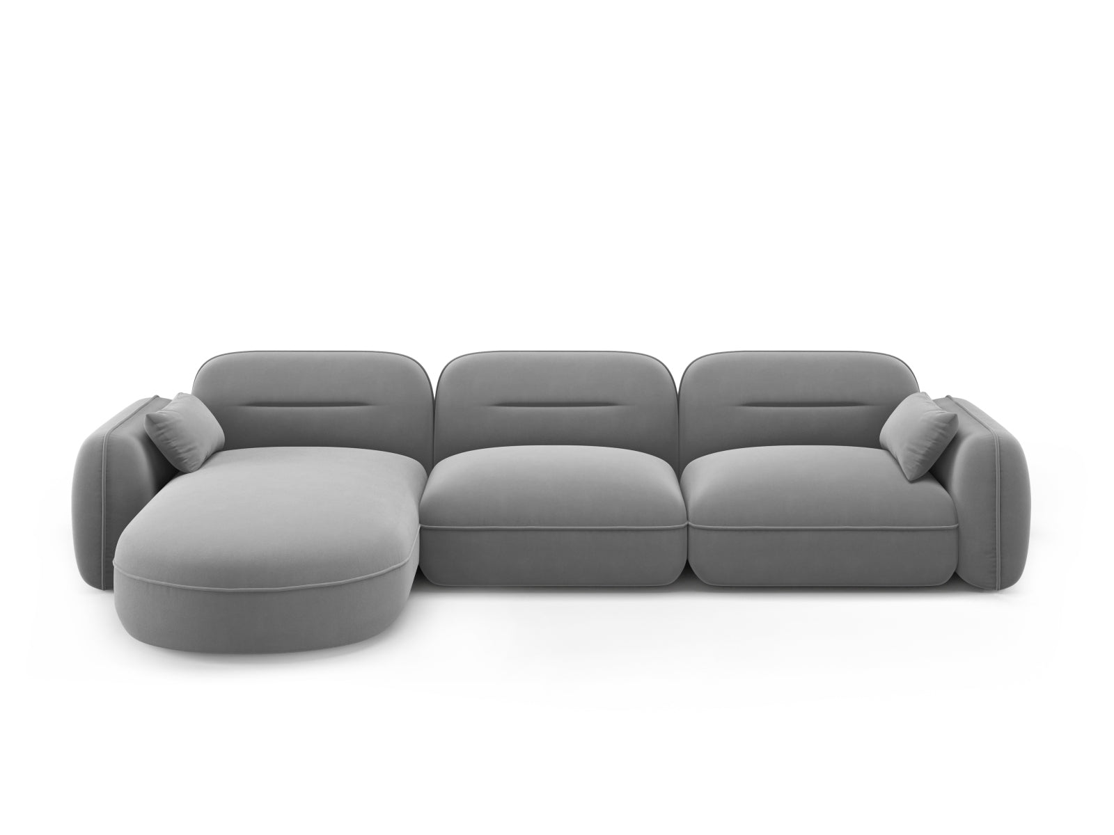 Sydney Velour Modular Ecksofa links 4 Sitzer in Light Grey-Casino präsentiert im Onlineshop von KAQTU Design AG. L-Sofa links ist von Cosmopolitan Design