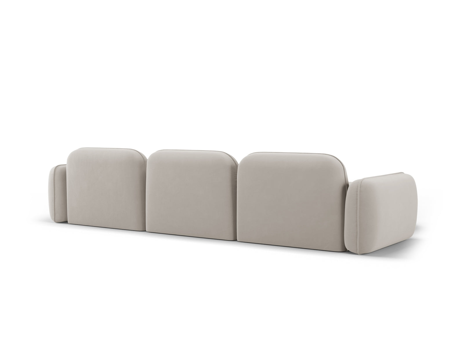 Elegantes Sydney Velour Ecksofa in hellem Beige, ideal für 4 Personen, kombiniert modernes Design mit luxuriösem Sitzkomfort.