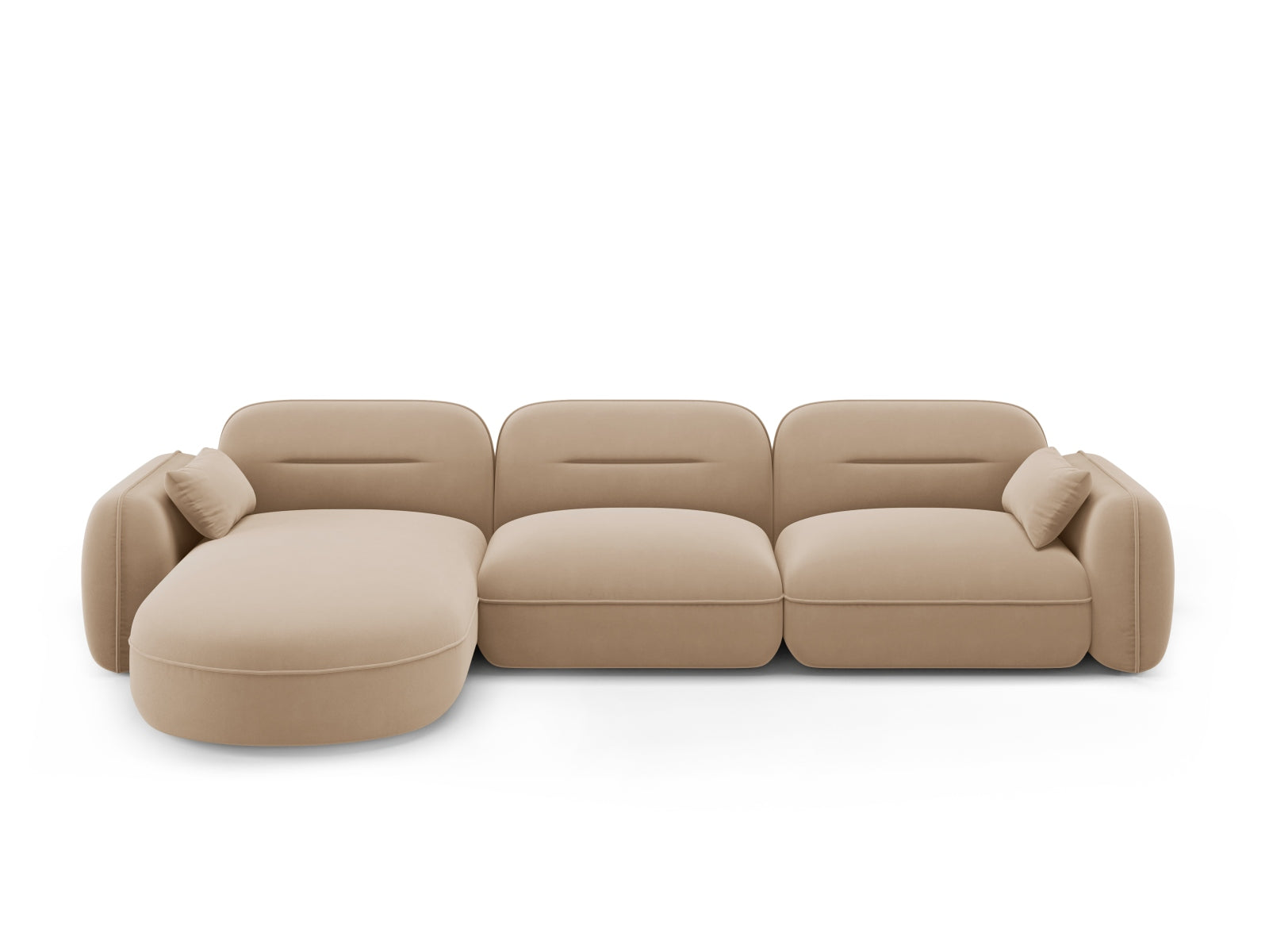 Sydney Velour Modular Ecksofa links 4 Sitzer in Sand-Casino präsentiert im Onlineshop von KAQTU Design AG. L-Sofa links ist von Cosmopolitan Design