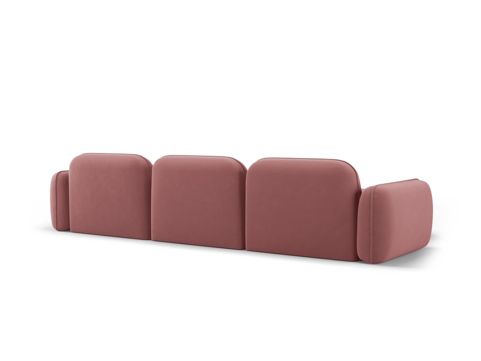 Elegantes Sydney Velour Ecksofa links, 4-Sitzer in modernem Flamingo-Casino, ideal für einladende und stilvolle Wohnräume.