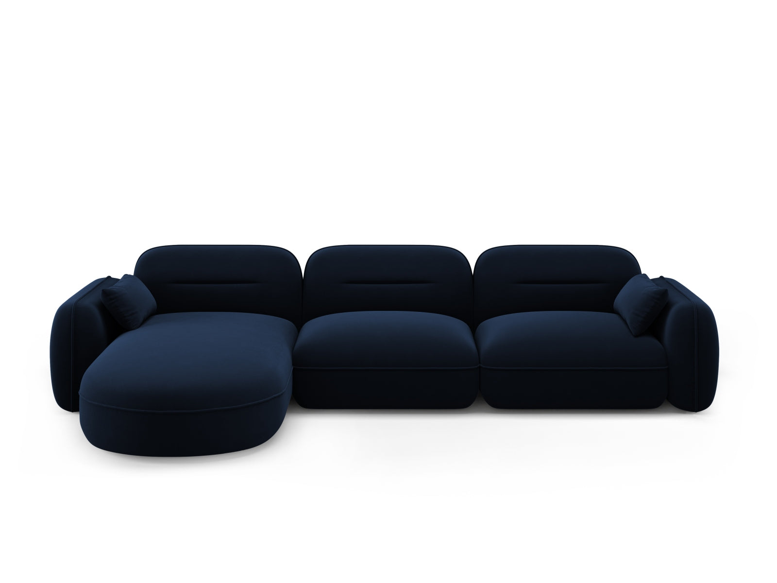 Sydney Velour Modular Ecksofa links 4 Sitzer in Royal Blue-Casino präsentiert im Onlineshop von KAQTU Design AG. L-Sofa links ist von Cosmopolitan Design