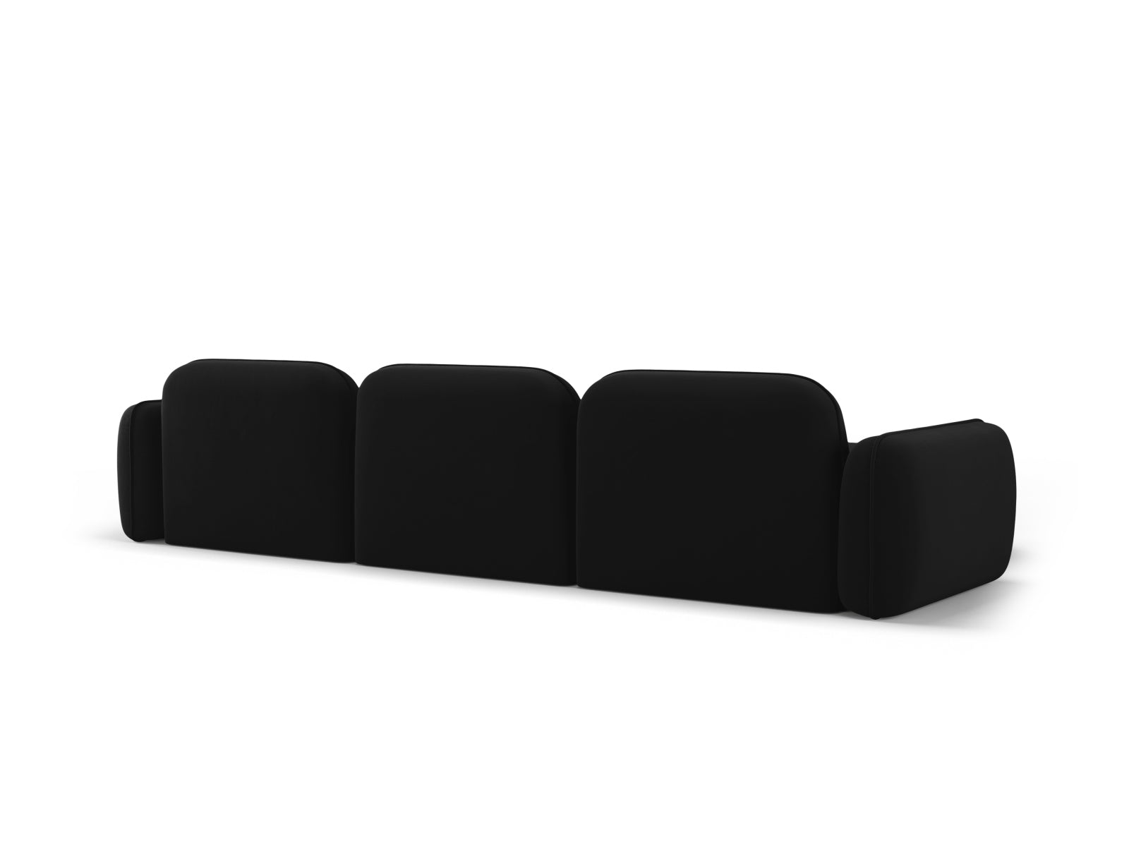 Elegantes Sydney Velour Ecksofa in Schwarz, ideal für 4 Personen, kombiniert stilvolles Design mit hohem Sitzkomfort.