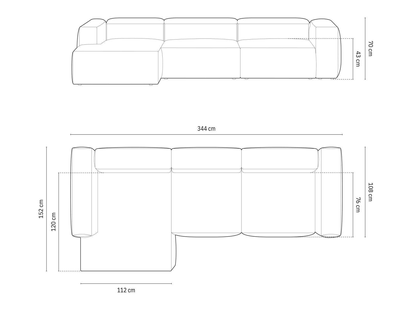 Bergamo Modulares Ecksofa links 4 Sitzer in Light Grey-Perla präsentiert im Onlineshop von KAQTU Design AG. Ecksofa links ist von Cosmopolitan Design