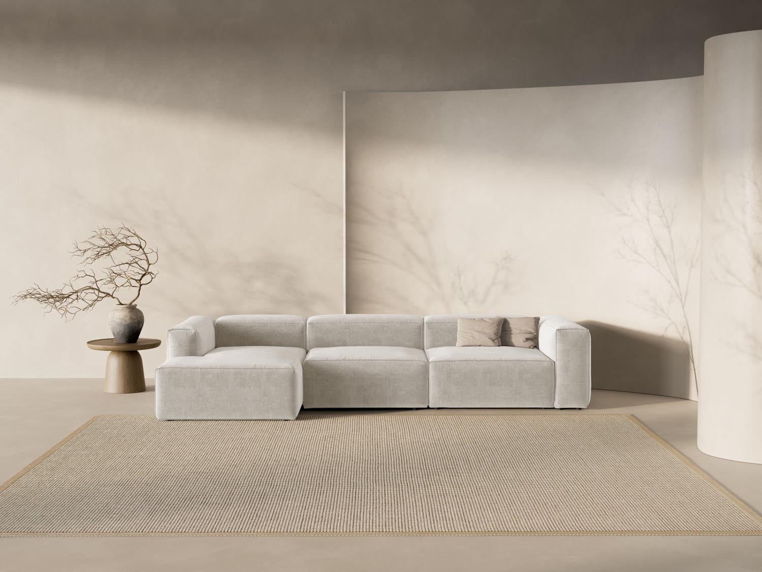 Bergamo Modulares Ecksofa links 4 Sitzer in Beige-Liberty präsentiert im Onlineshop von KAQTU Design AG. Ecksofa links ist von Cosmopolitan Design