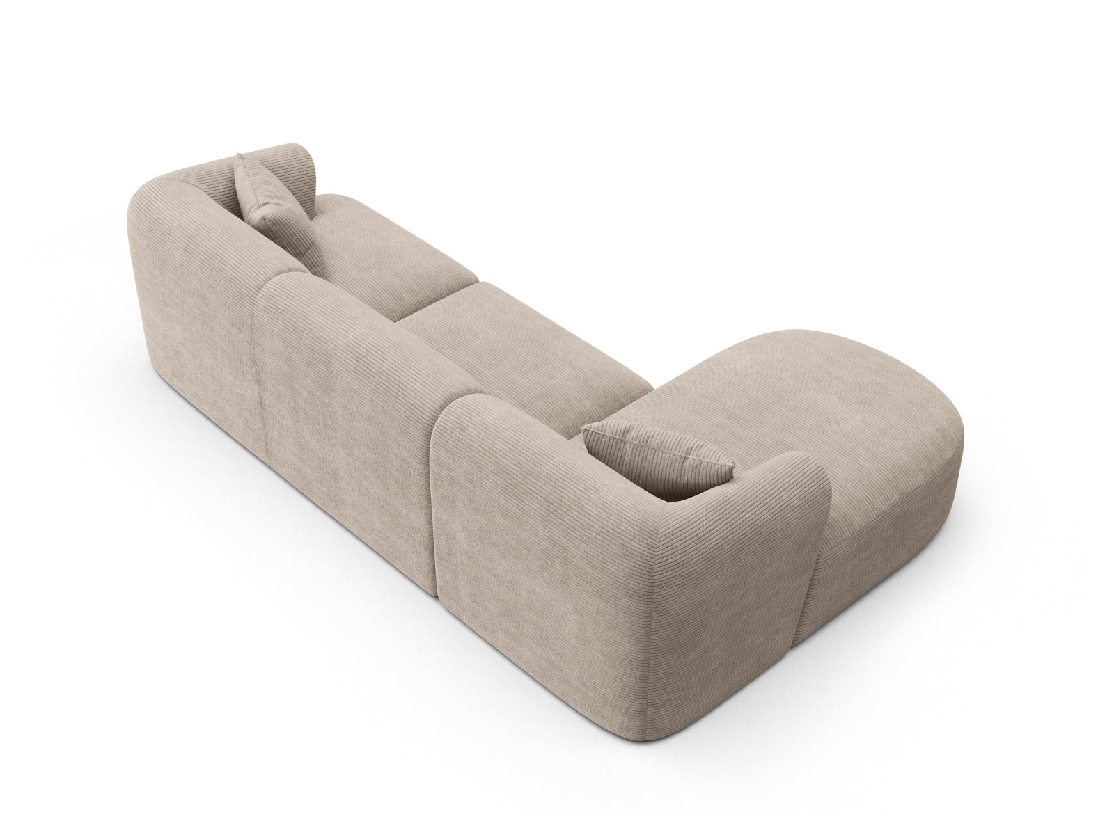 Modulares 4-Sitzer Ecksofa Campi in sanftem Cappuccino, perfekt für gesellige Abende und modernes Wohndesign.
