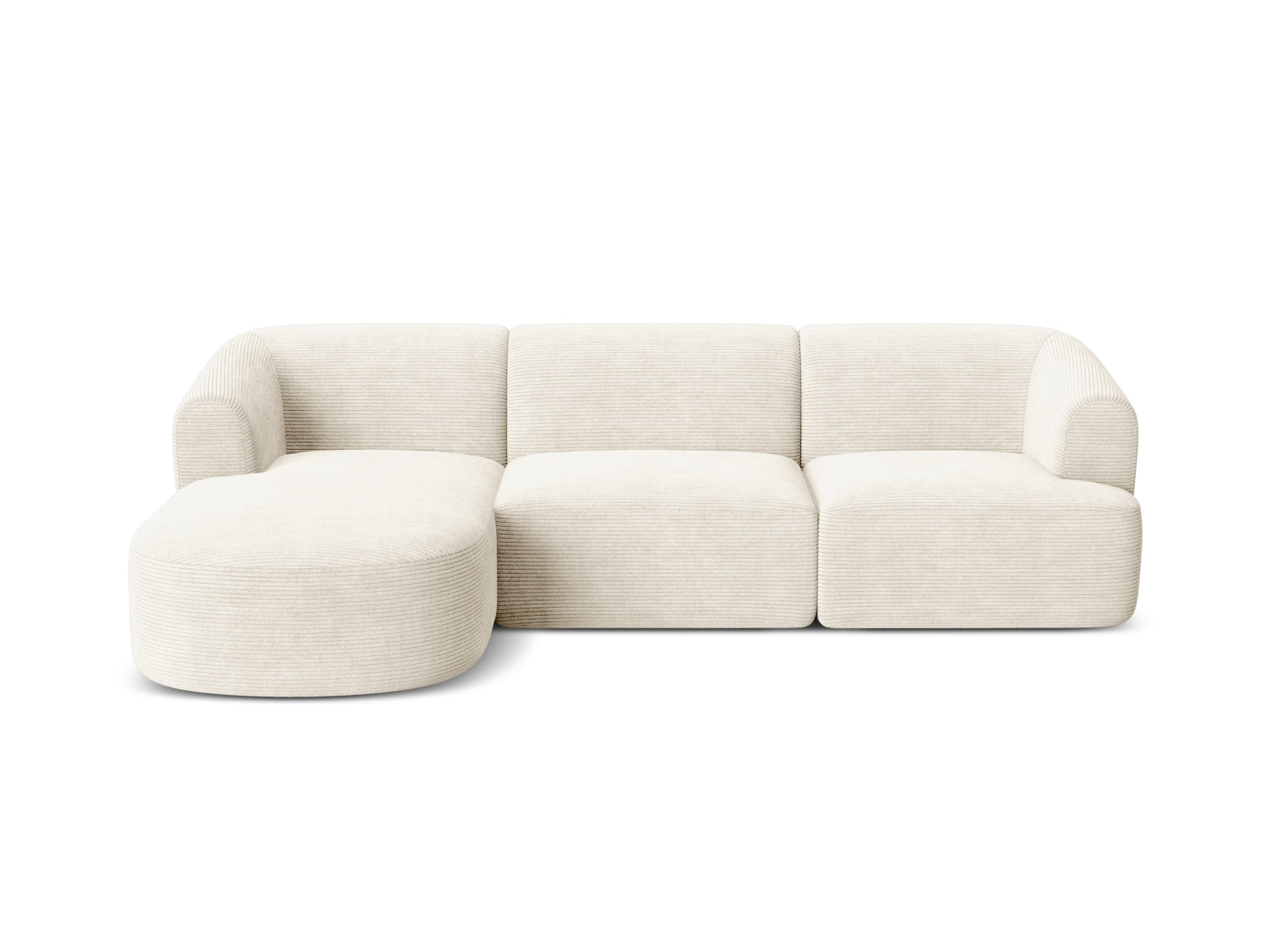 Modulares 4-Sitzer Ecksofa Campi in elegantem Ivory-Lincoln, ideal für gemütliche Stunden und modernes Wohndesign.