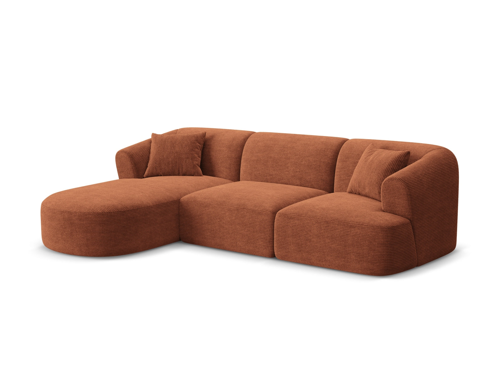 Modulares 4-Sitzer Ecksofa Campi in warmem Terracotta-Ton, ideal für stilvolle Wohnräume, präsentiert von Cosmopolitan Design.