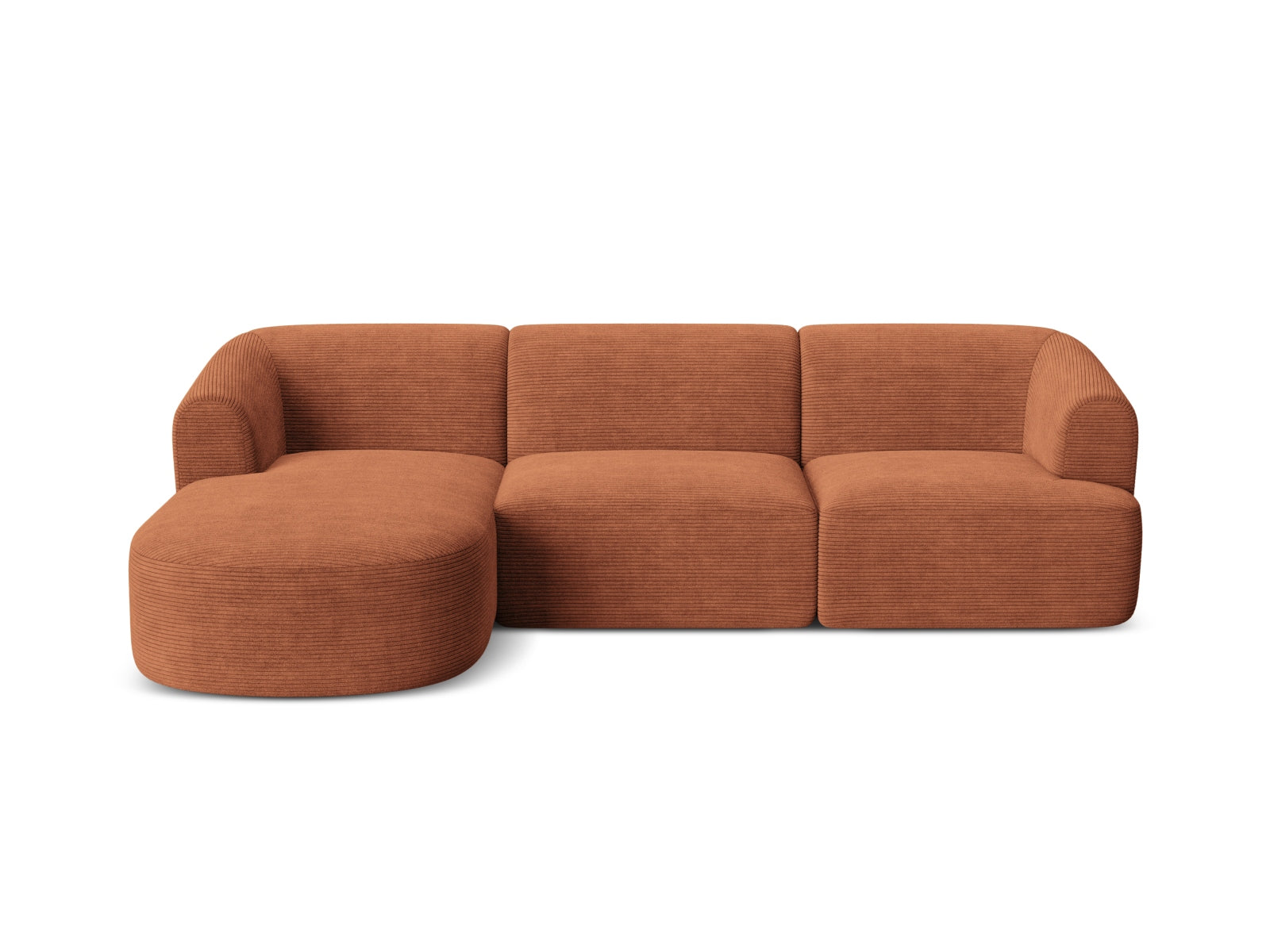 Modulares 4-Sitzer Ecksofa Campi in warmem Terracotta, ideal für stilvolle und komfortable Wohnräume von Cosmopolitan Design.
