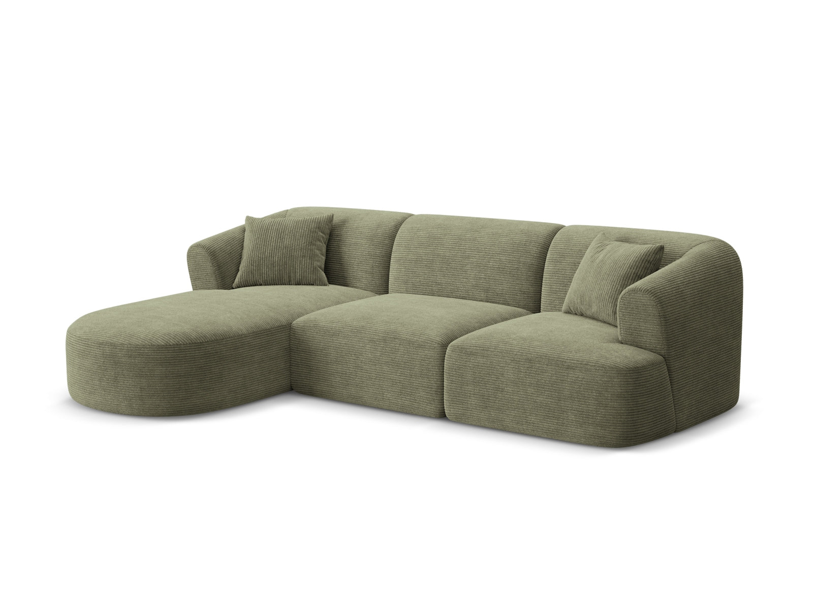 Modulares 4-Sitzer Ecksofa Campi in stilvollem Moss Green-Lincoln D, ideal für moderne Wohnräume, erhältlich bei KAQTU Design AG.