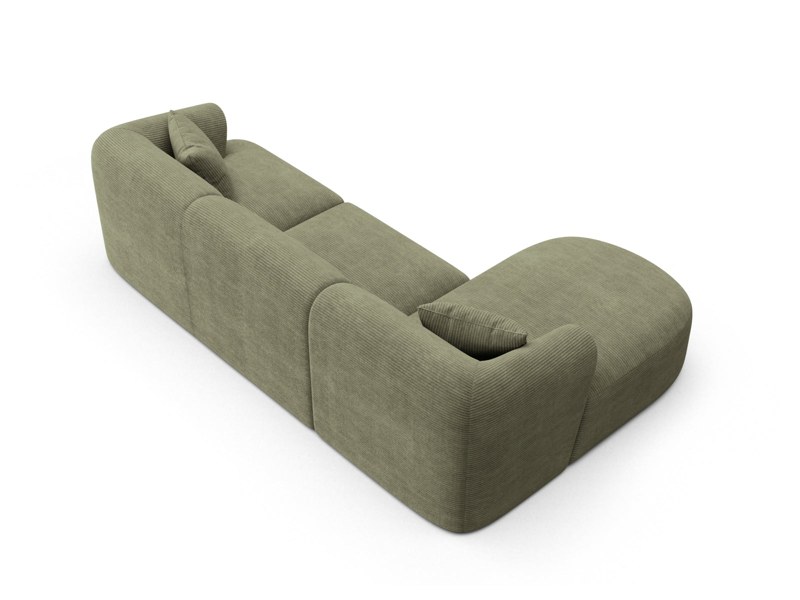 Stylisches 4-Sitzer Ecksofa Campi in elegantem Moss Green, perfekt für entspannte Abende und kreative Raumgestaltungen.